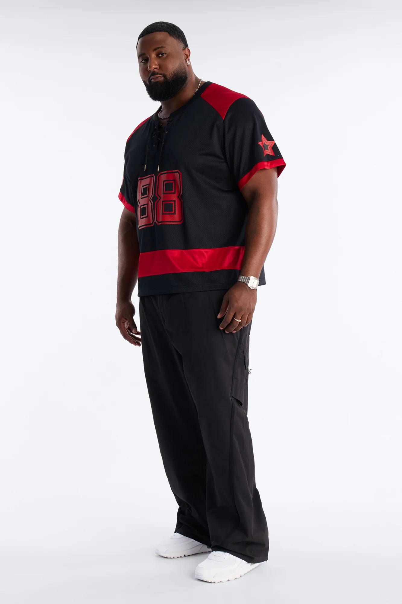 Relaxed Good Times Retro Varsity Jersey - Black - Image 6
