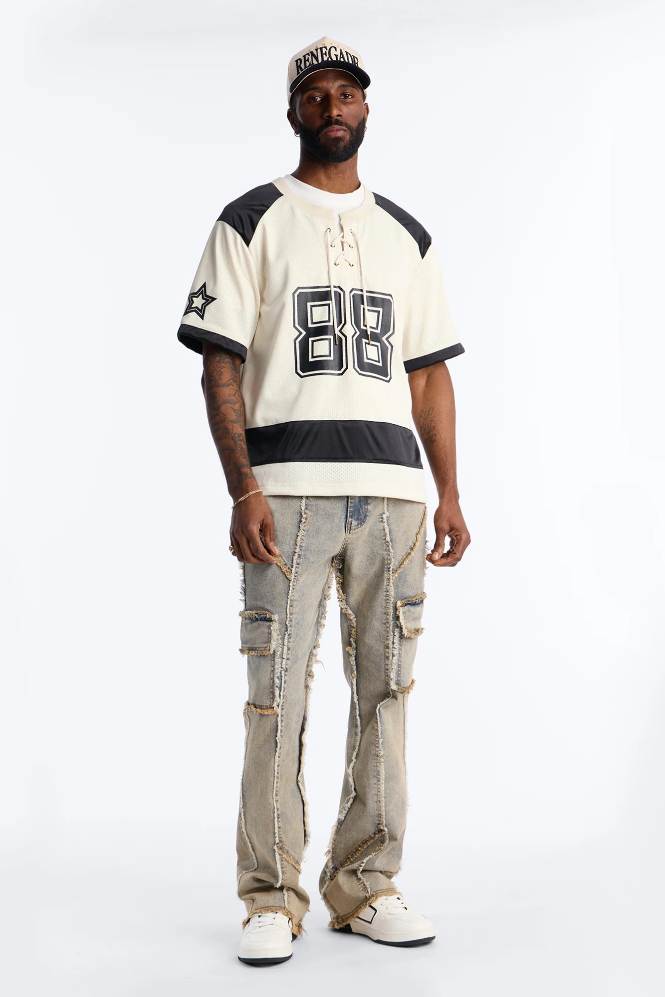 Relaxed Good Times Retro Varsity Jersey - Cream - Image 2
