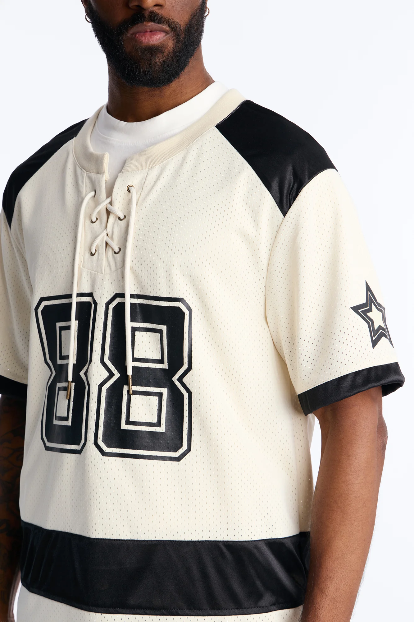 Relaxed Good Times Retro Varsity Jersey - Cream - Image 3