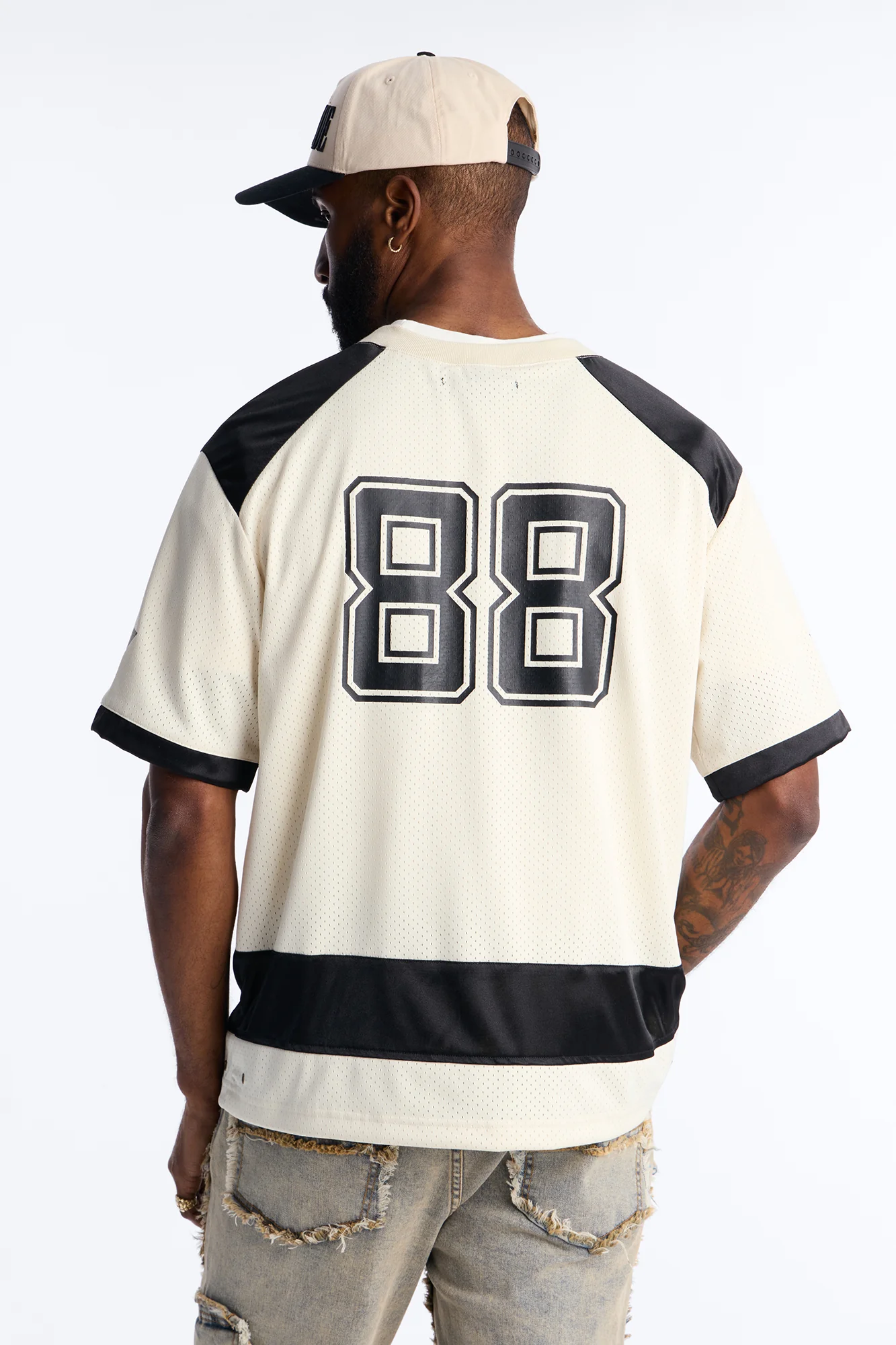 Relaxed Good Times Retro Varsity Jersey - Cream - Image 4