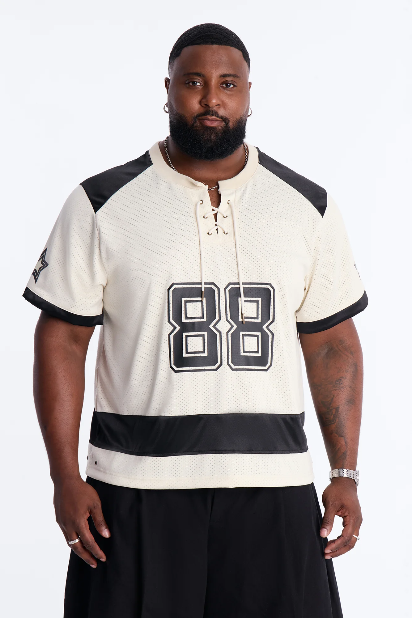Relaxed Good Times Retro Varsity Jersey - Cream - Image 5