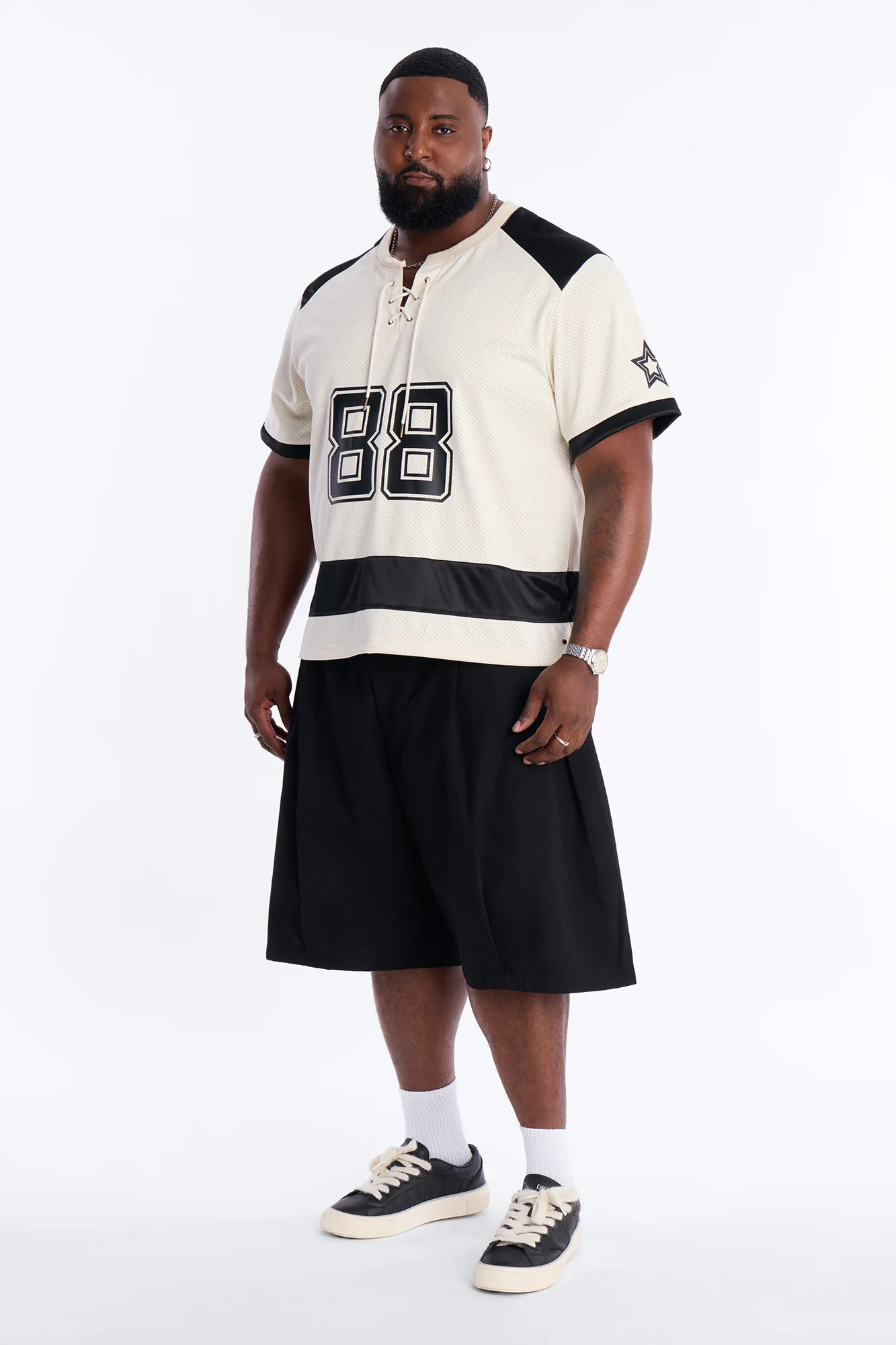 Relaxed Good Times Retro Varsity Jersey - Cream - Image 6