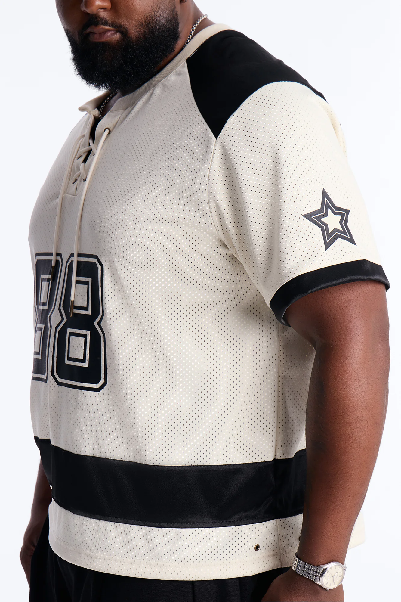 Relaxed Good Times Retro Varsity Jersey - Cream - Image 7