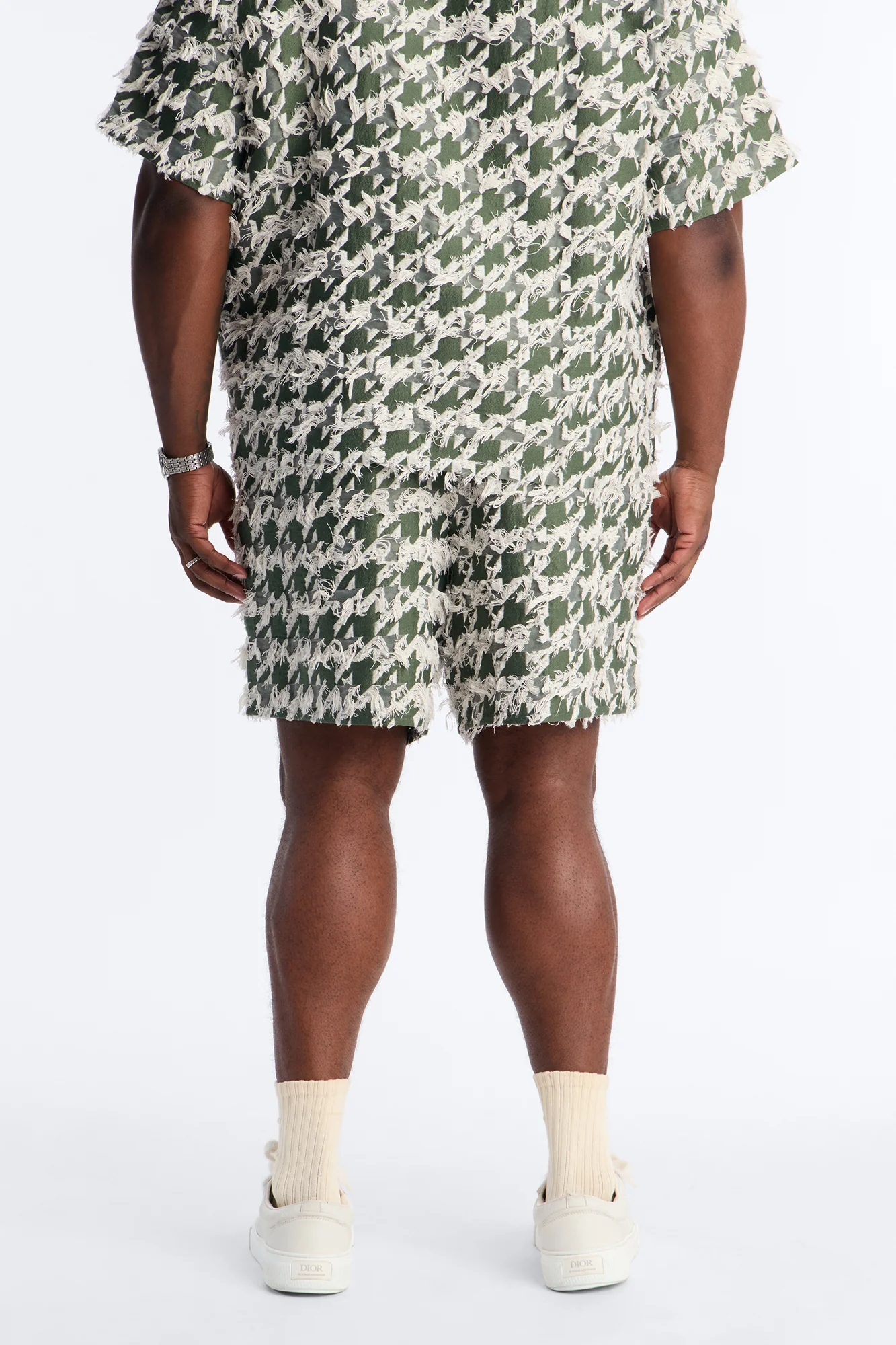 Relaxed Houndstooth Nomad Short - Green - Image 8