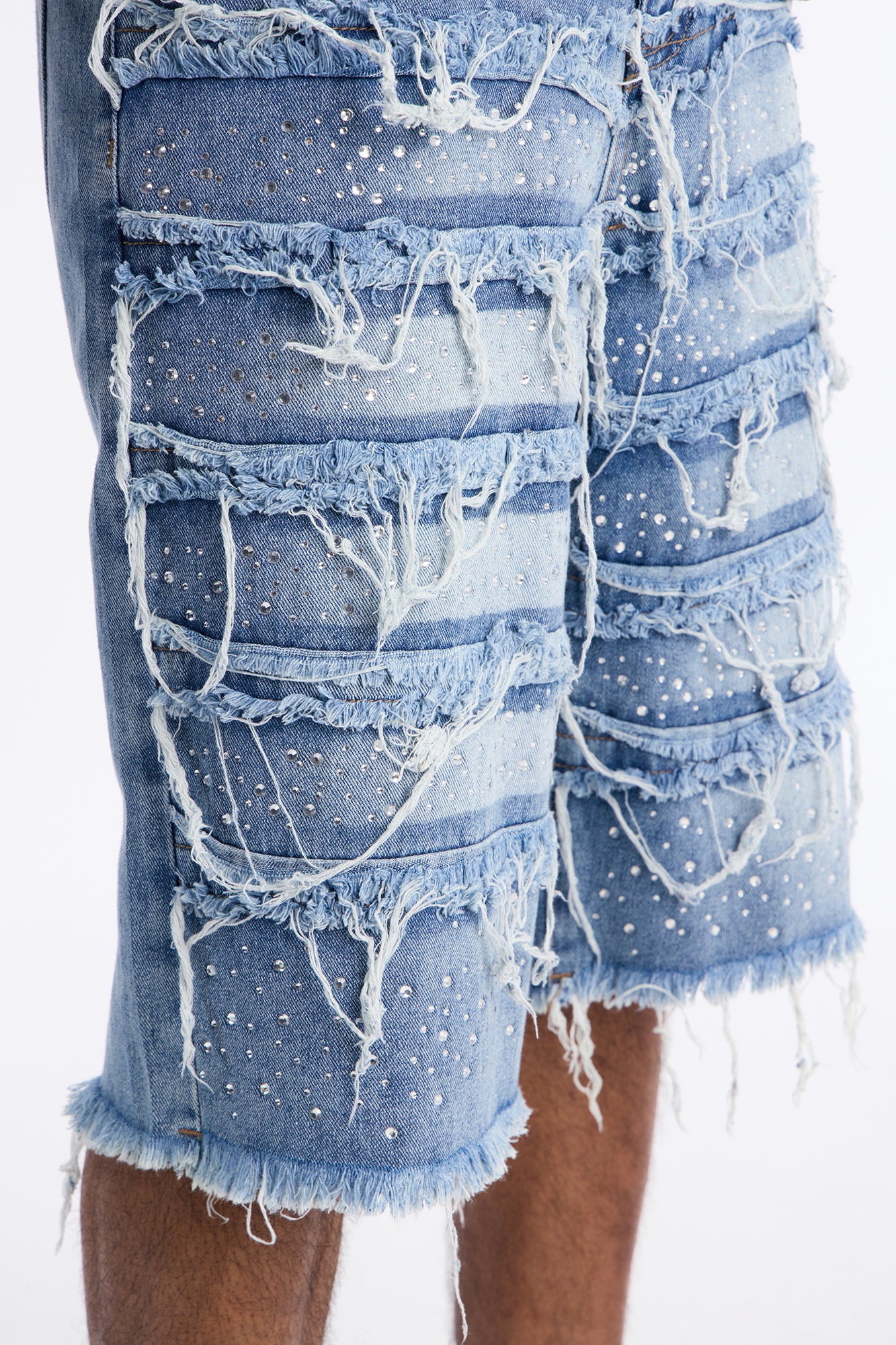 Relaxed Jeweled Havoc Denim Short - Light Wash