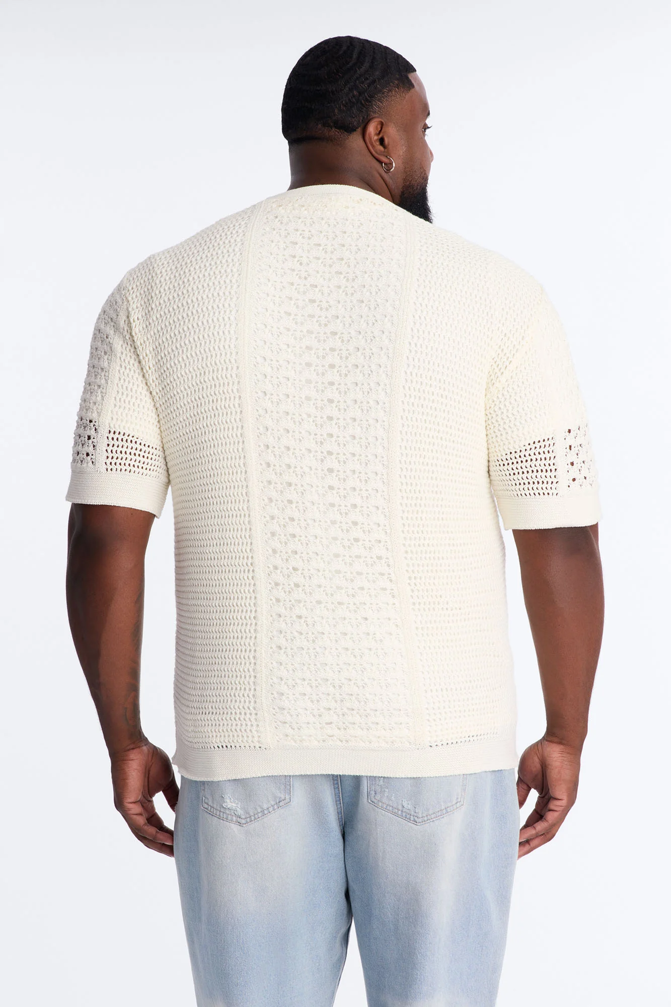 Relaxed Jonathon Crochet Crewneck Tee - Cream - Image 8