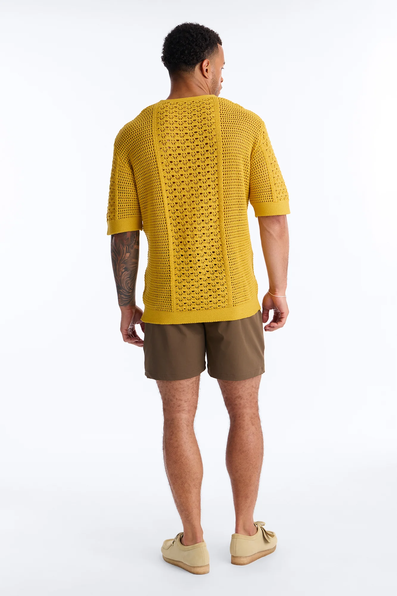 Relaxed Jonathon Crochet Crewneck Tee - Mustard - Image 5