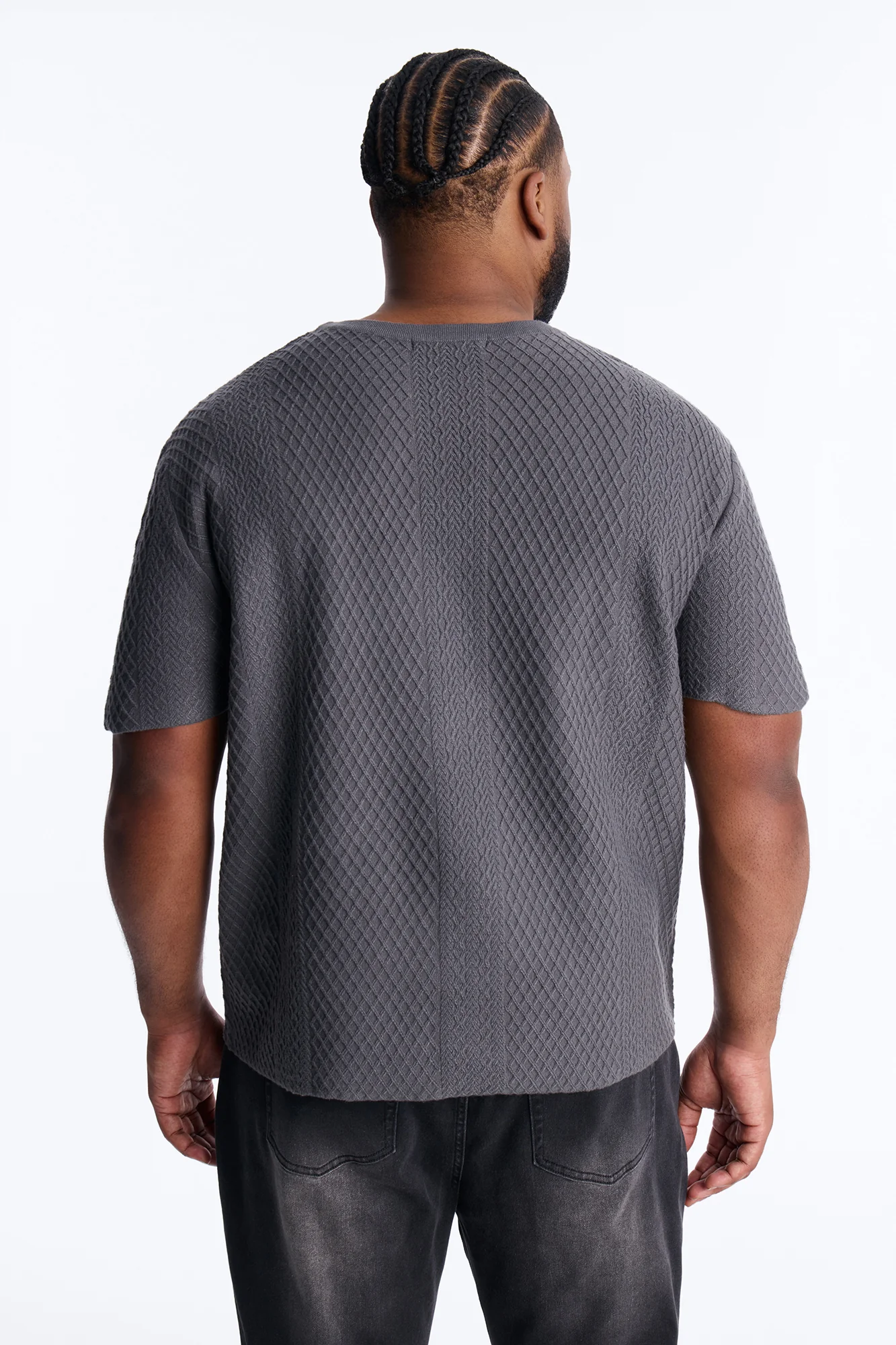 Relaxed Knitted Crewneck Tee - Black - Image 8