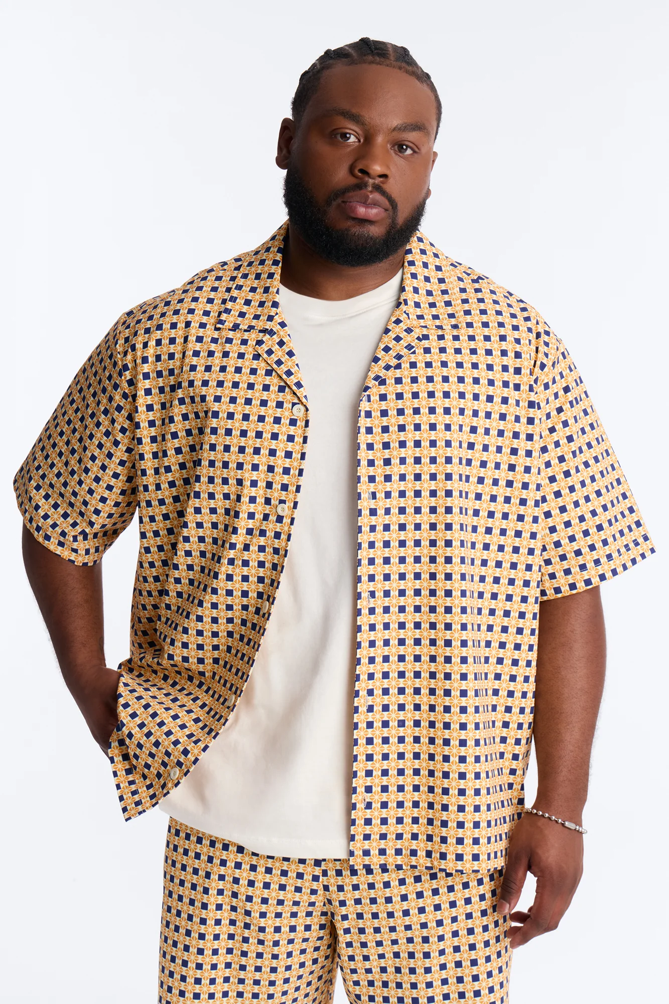 Relaxed Laguna Mosaic Cuban Collar Button Up Shirt - Multi Color - Image 4