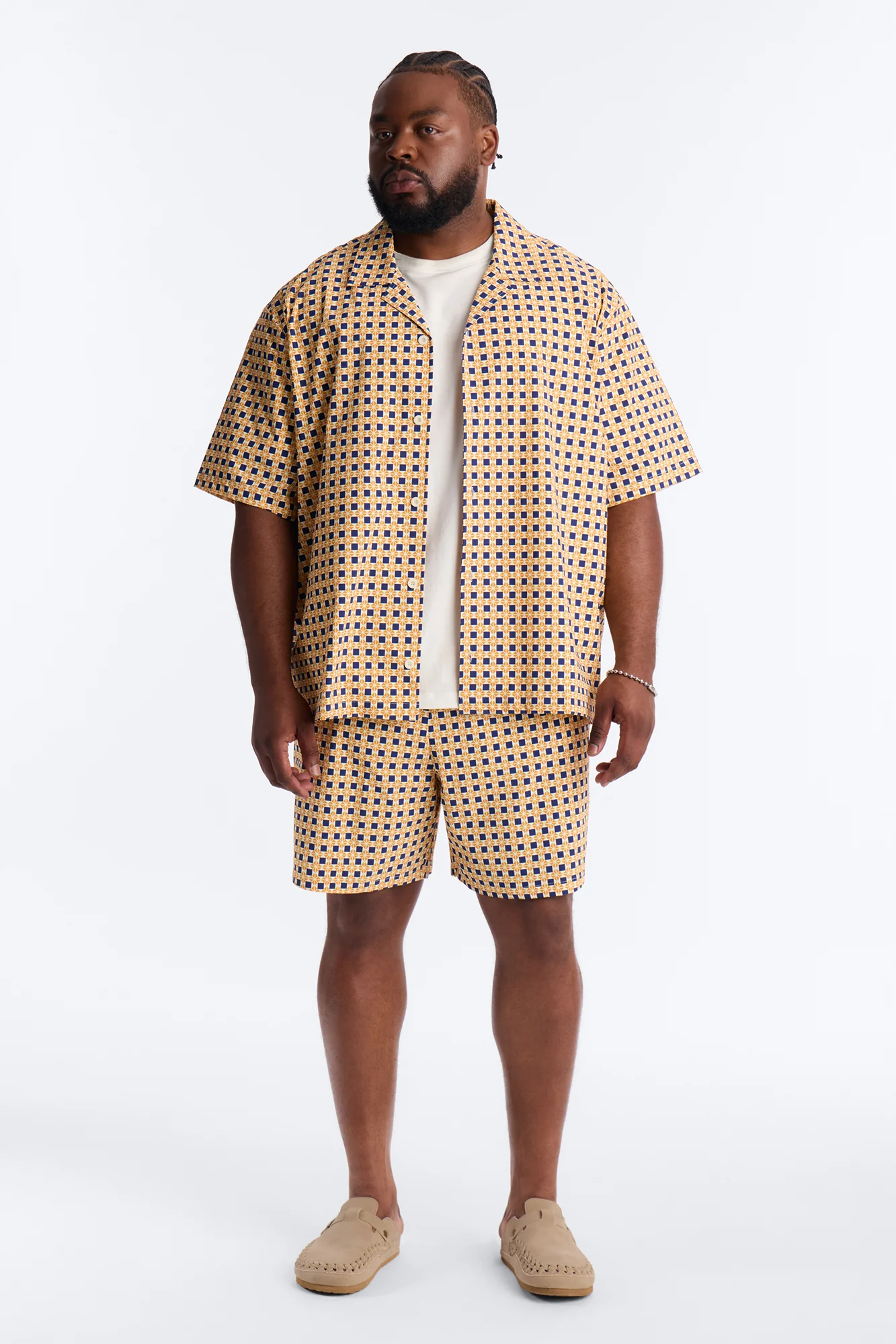 Relaxed Laguna Mosaic Cuban Collar Button Up Shirt - Multi Color - Image 5