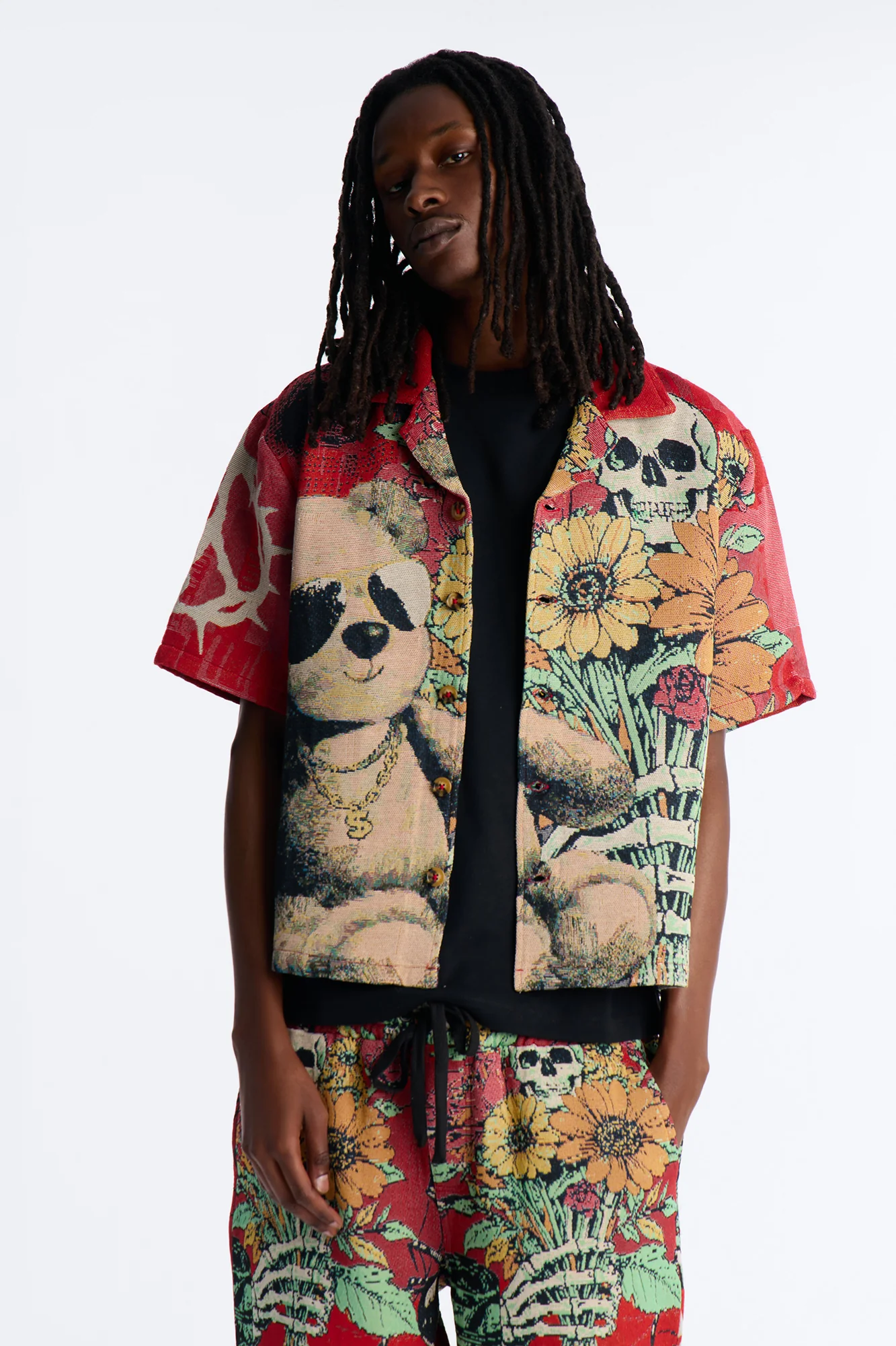Relaxed Late Night Dream Cuban Collar Shirt - Multi Color