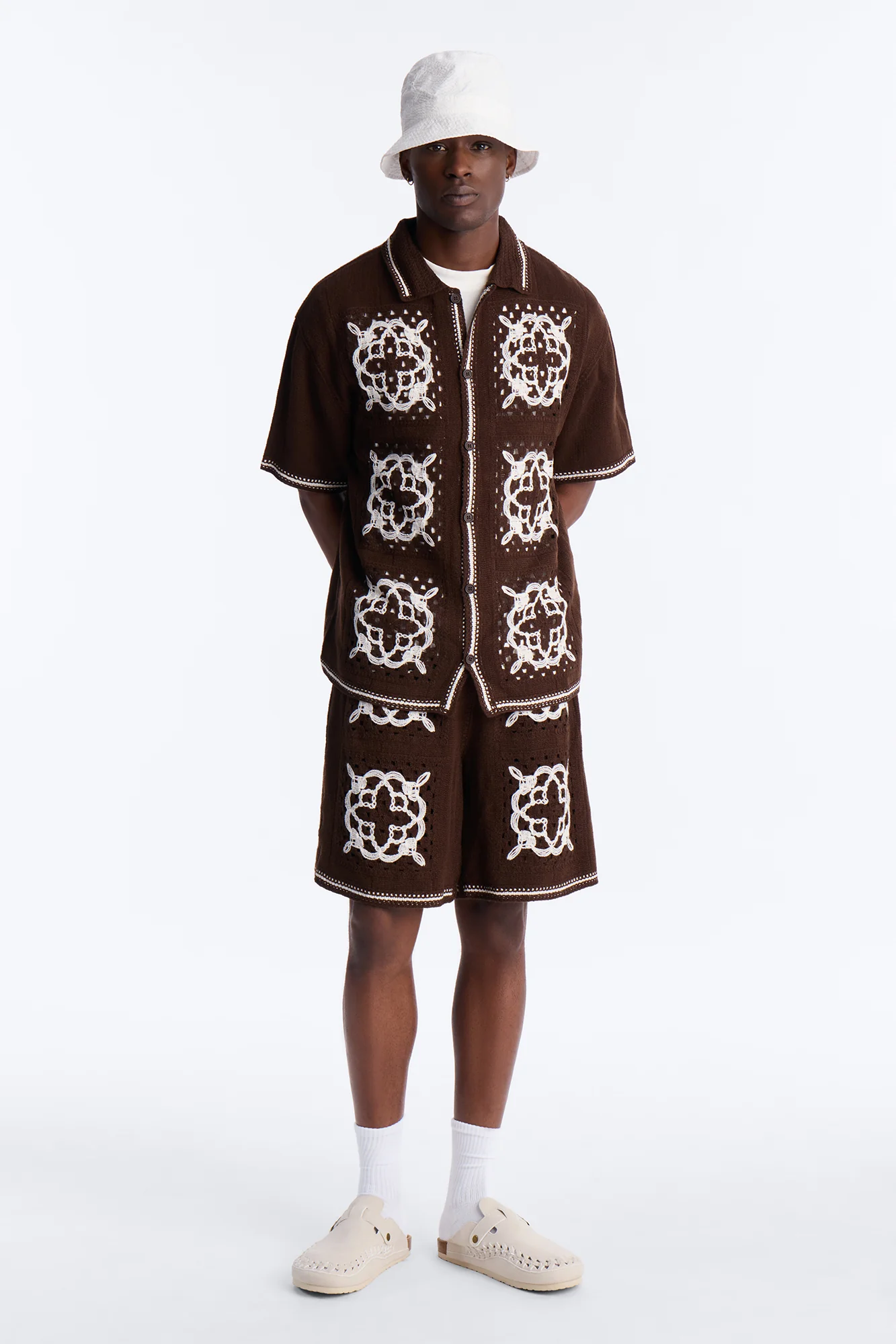 Relaxed Lido Isle Crochet Short - Brown