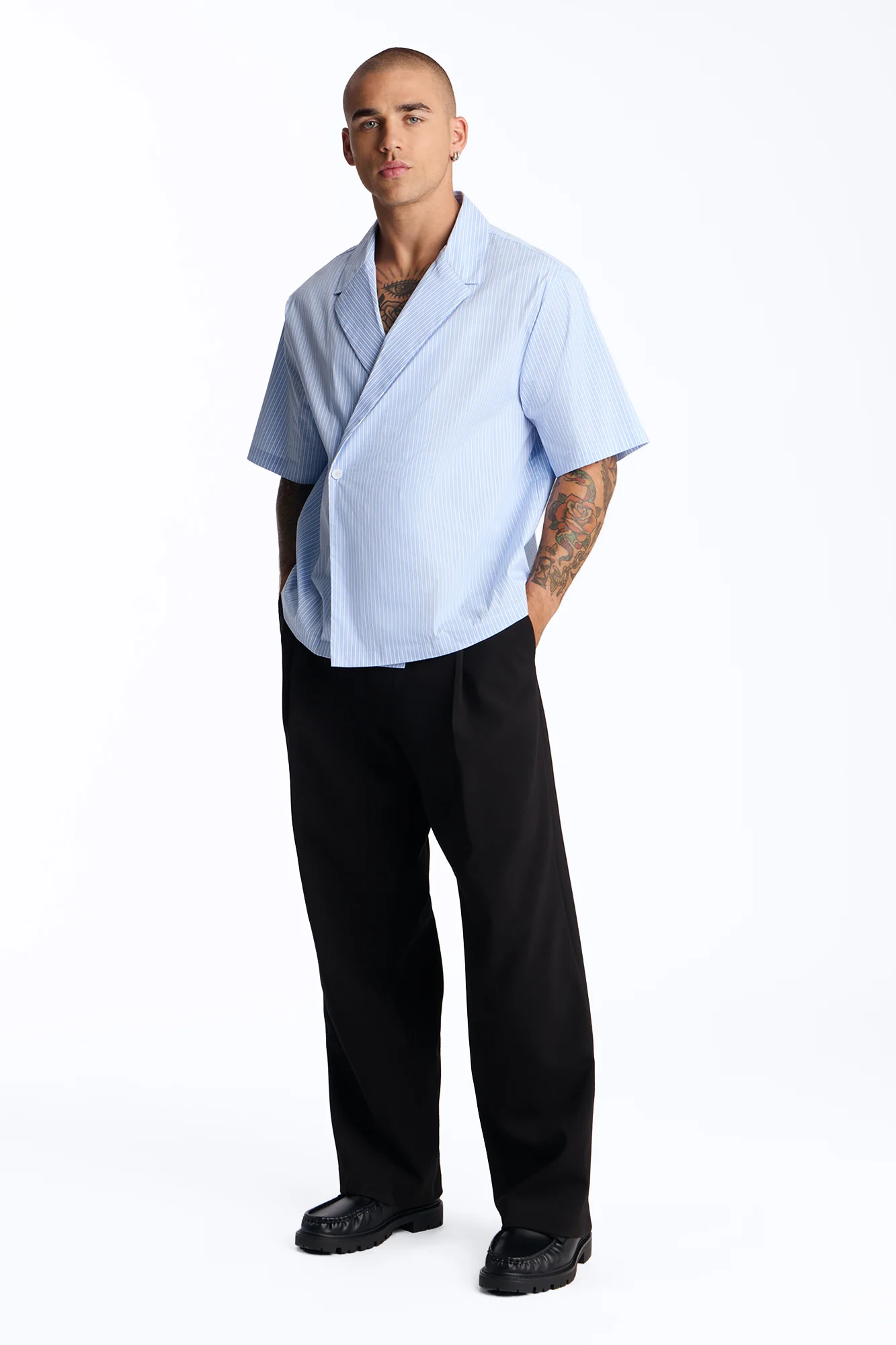 Relaxed Linear Breeze Blazer Shirt - Blue/combo - Image 2