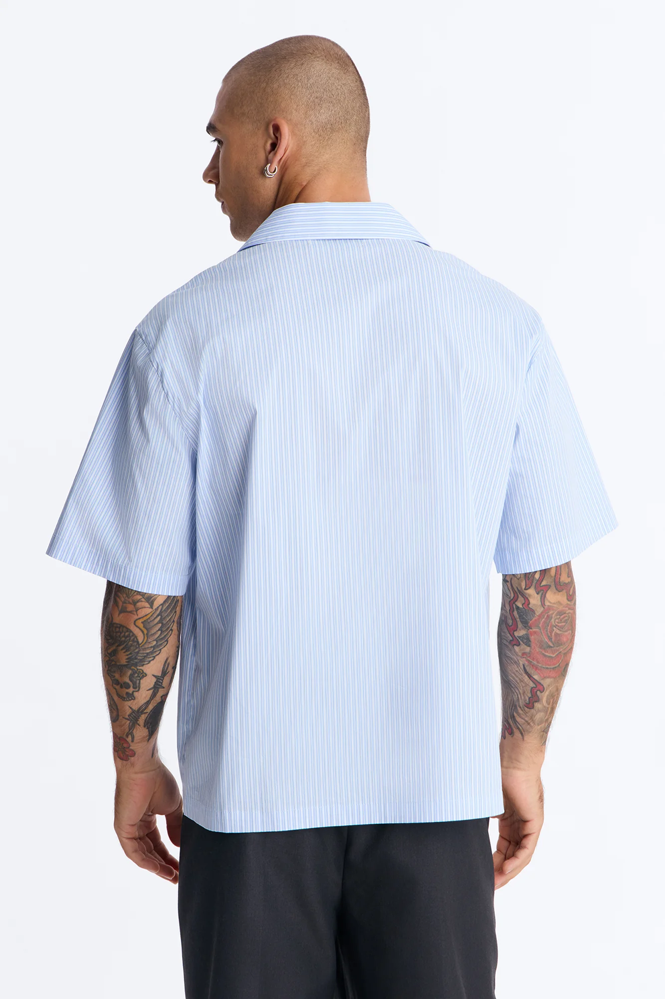 Relaxed Linear Breeze Blazer Shirt - Blue/combo - Image 4