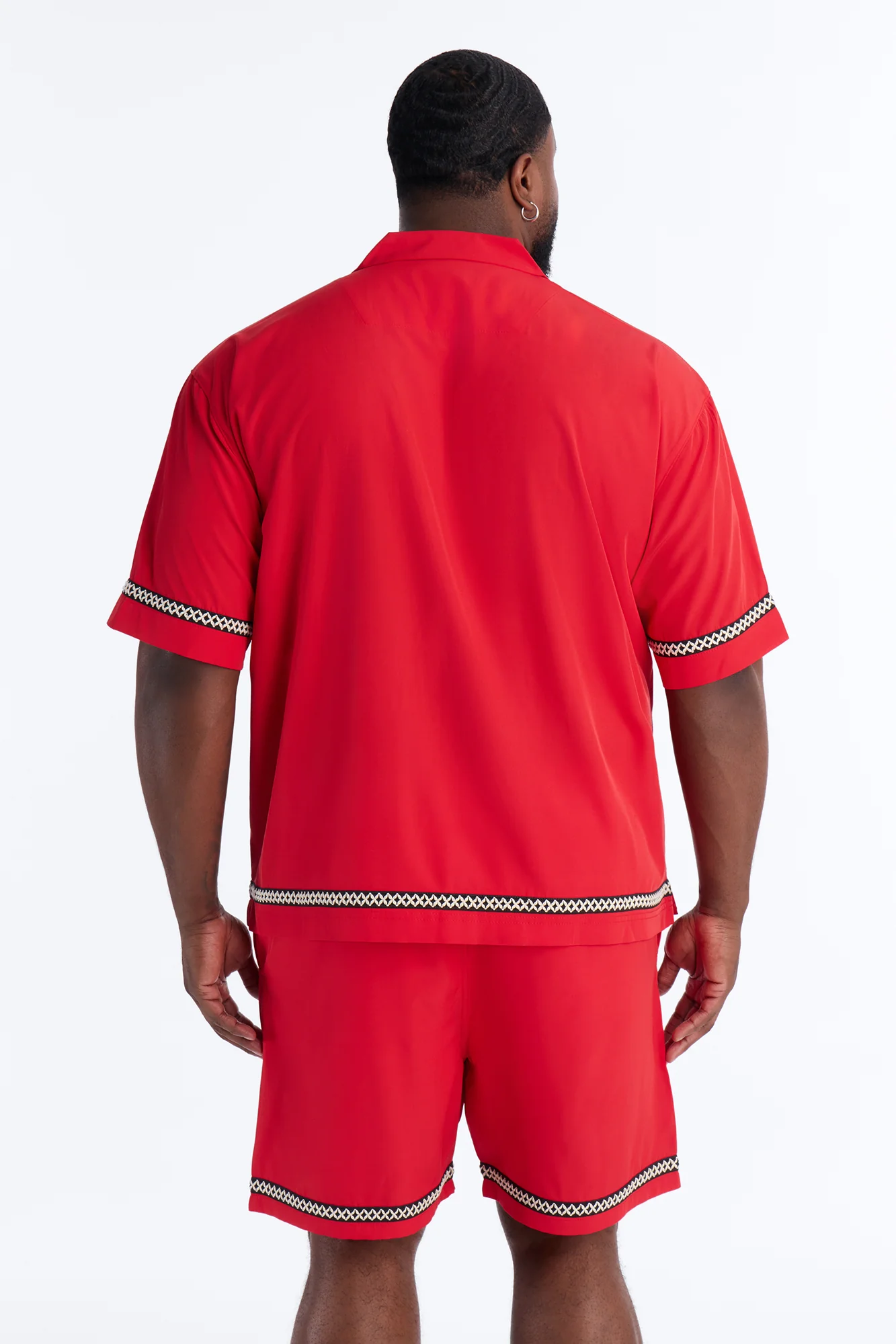 Relaxed Malibu Social Club Cuban Collar Button Up Shirt - Red - Image 9