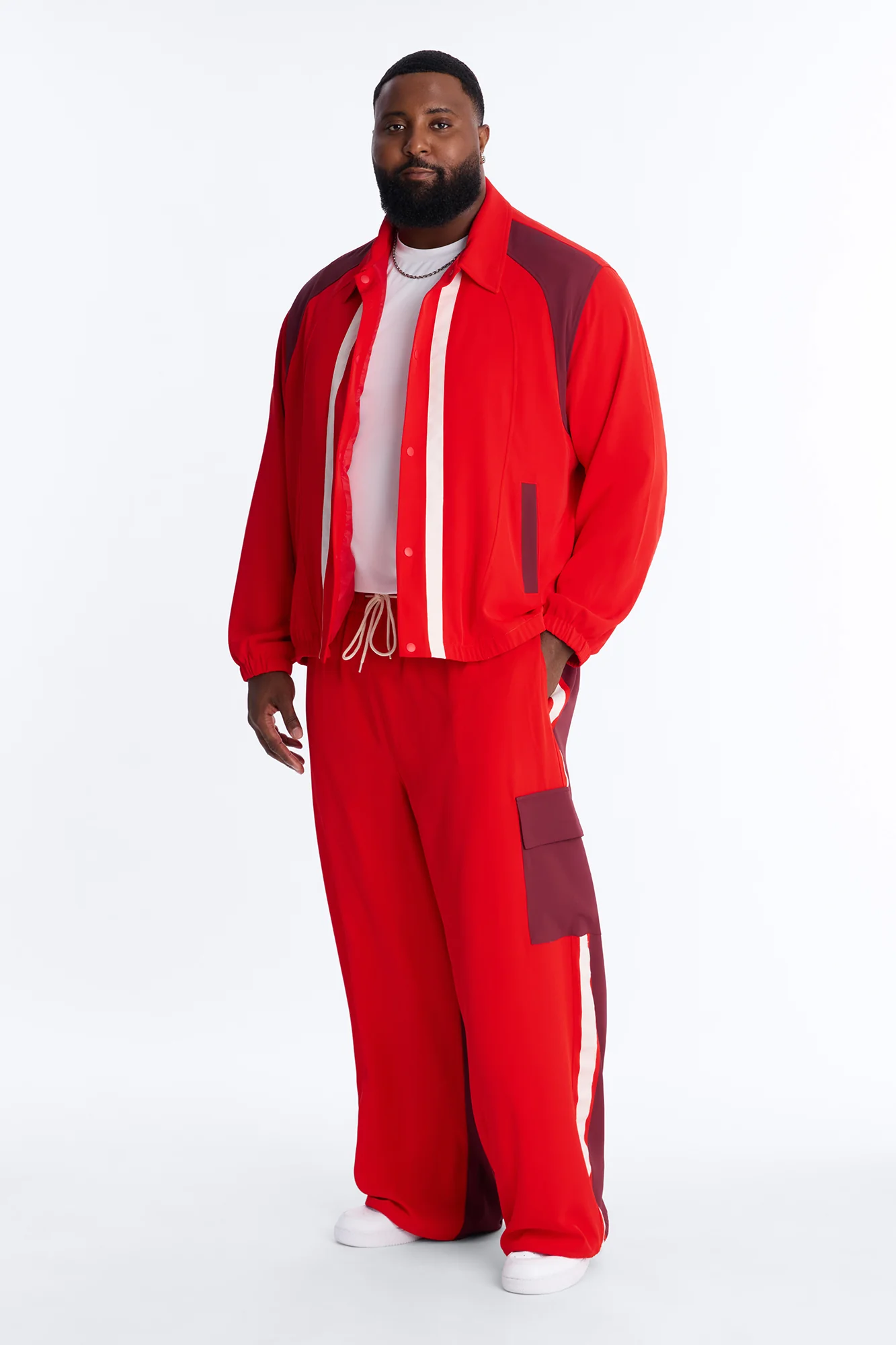 Relaxed Manchester Colorblock Coach Jacket - Red - Image 5
