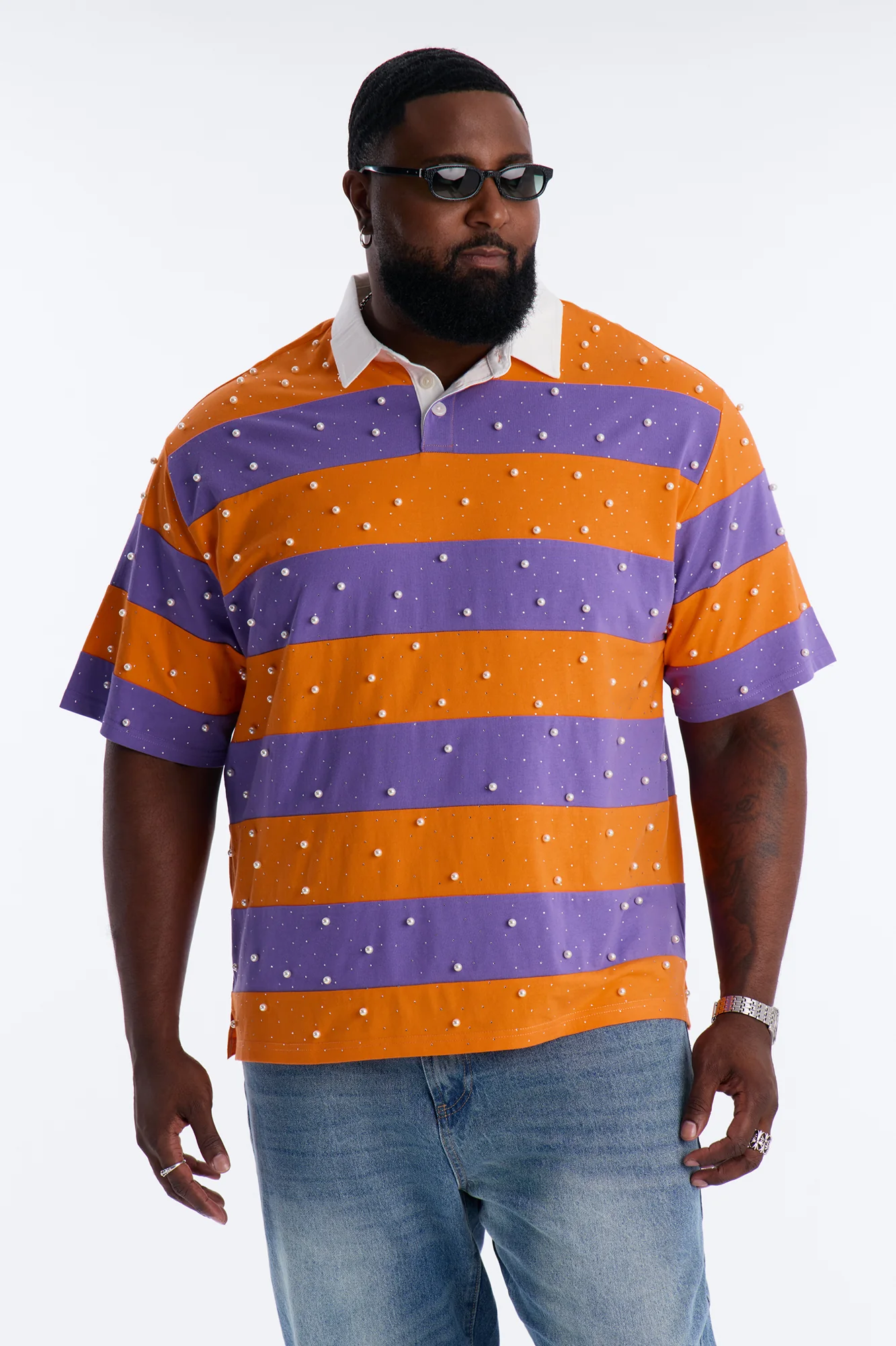 Relaxed Marginalia Pearl Stripe Polo - Orange/combo