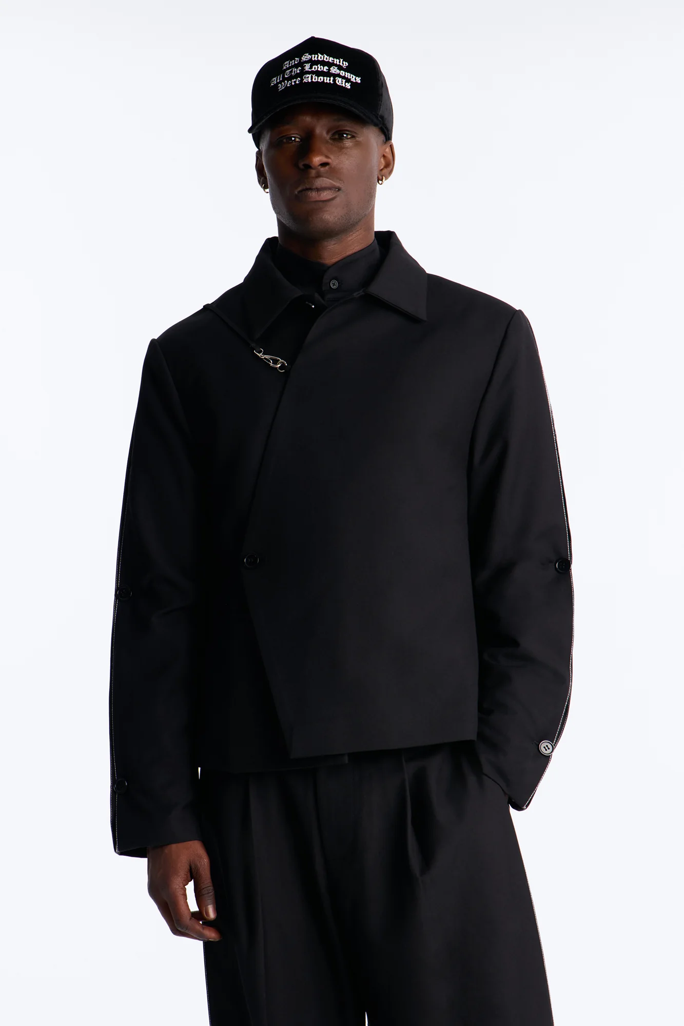 Relaxed New Age Zipper Reveal Tuxedo Jacket - Black