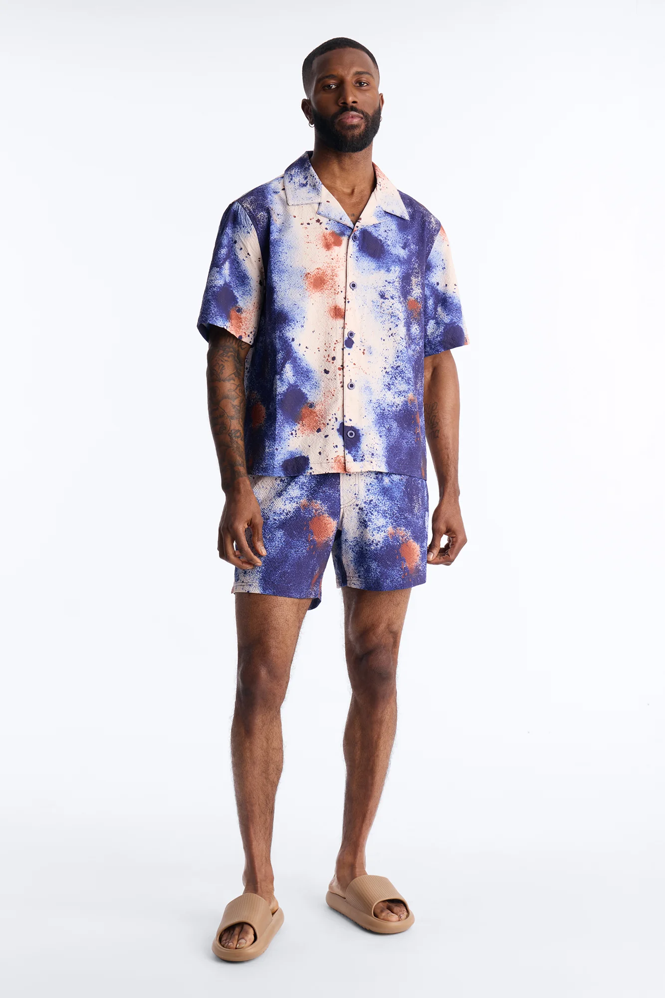 Relaxed Oxide Seersucker Cuban Button Up Shirt - Multi Color - Image 2