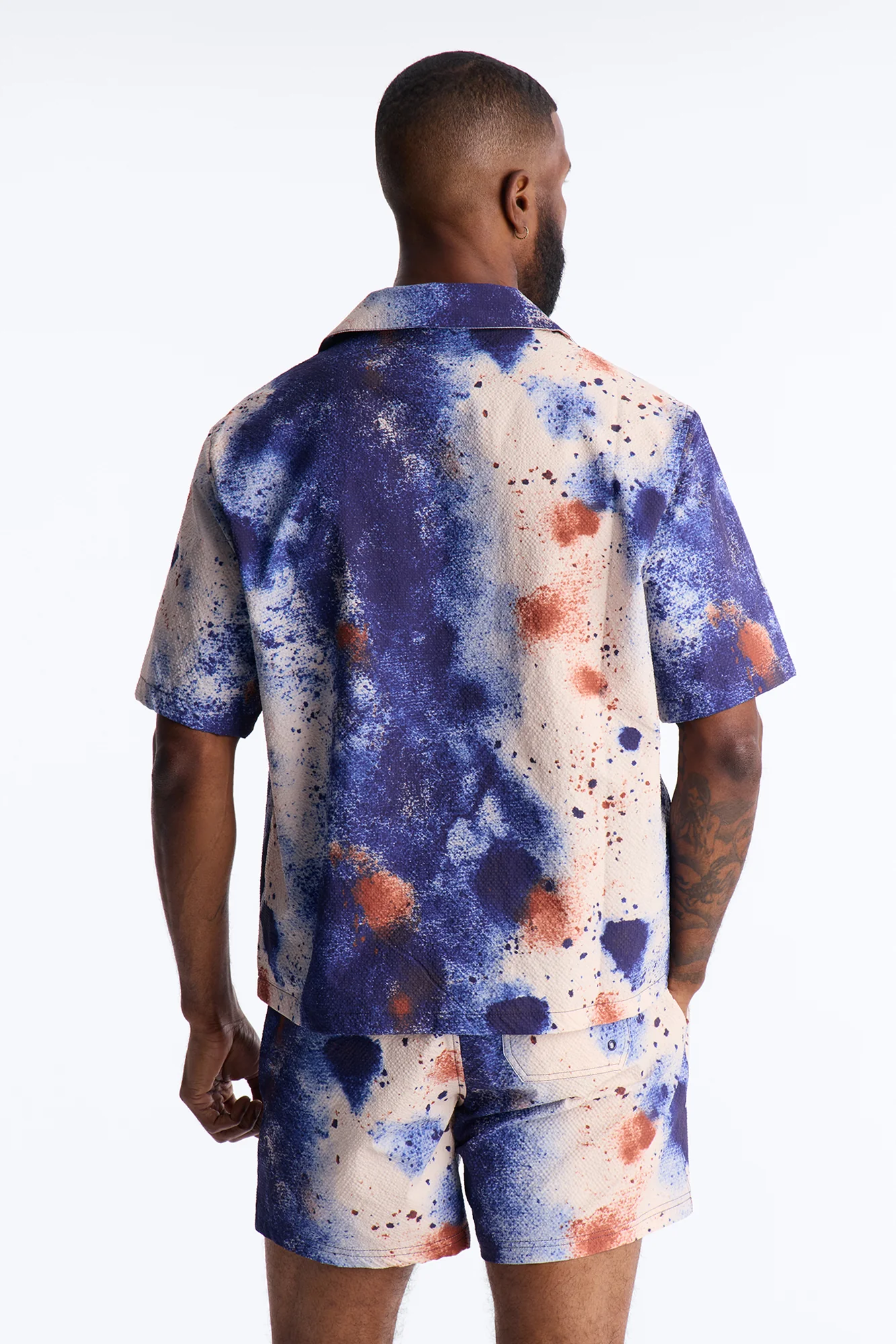 Relaxed Oxide Seersucker Cuban Button Up Shirt - Multi Color - Image 4