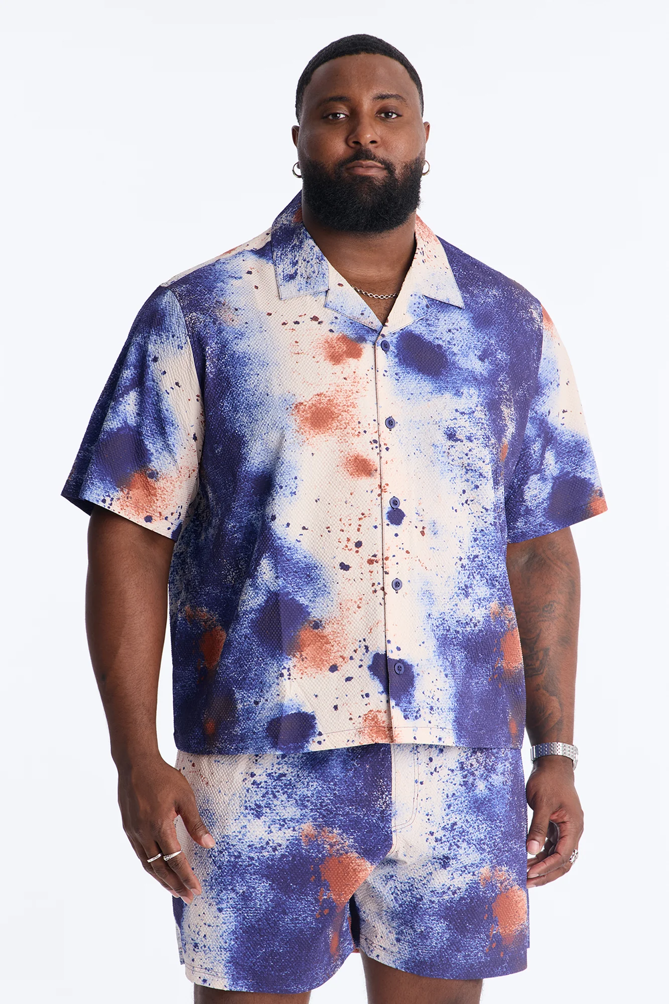 Relaxed Oxide Seersucker Cuban Button Up Shirt - Multi Color - Image 5