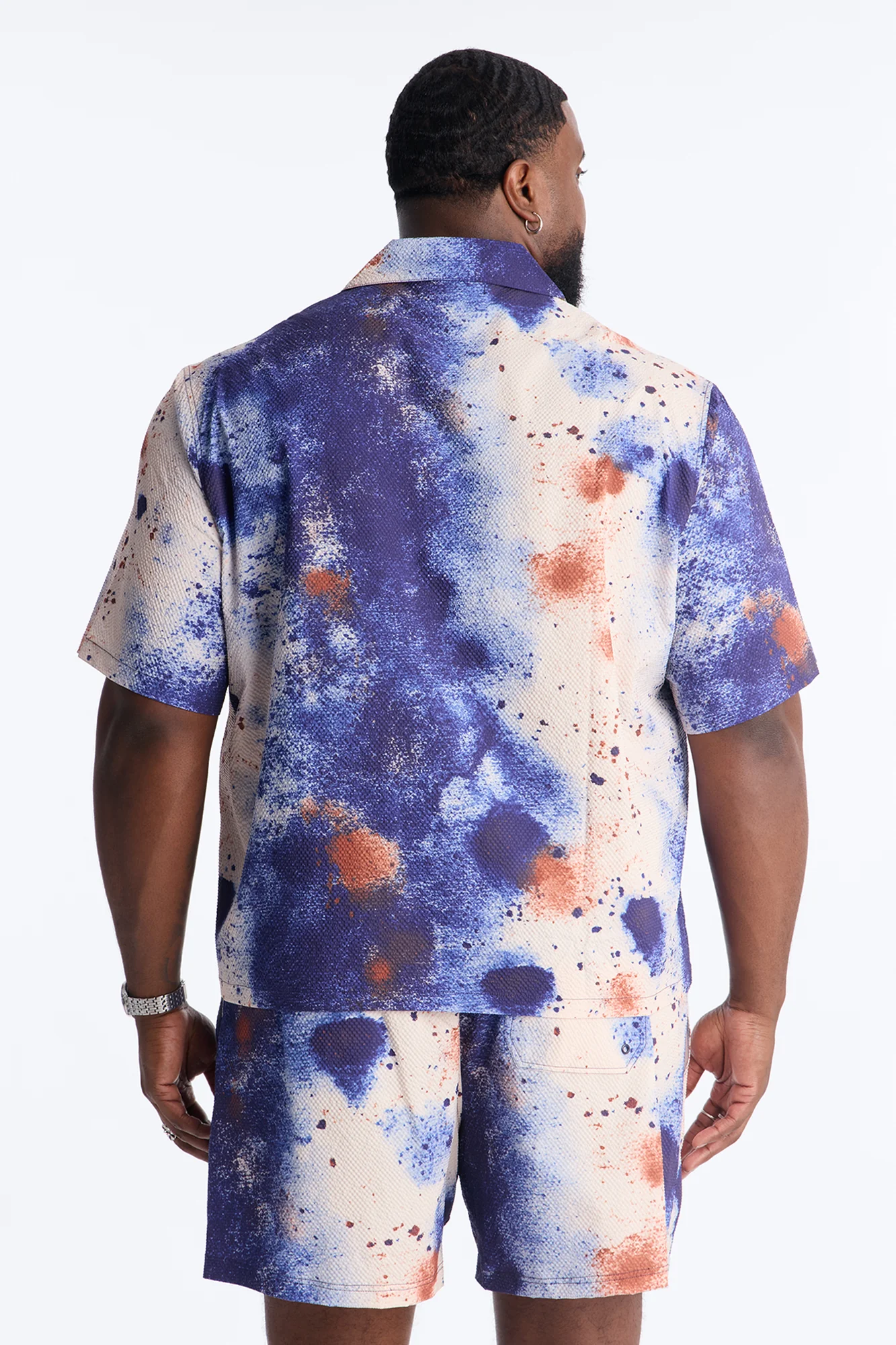 Relaxed Oxide Seersucker Cuban Button Up Shirt - Multi Color - Image 7
