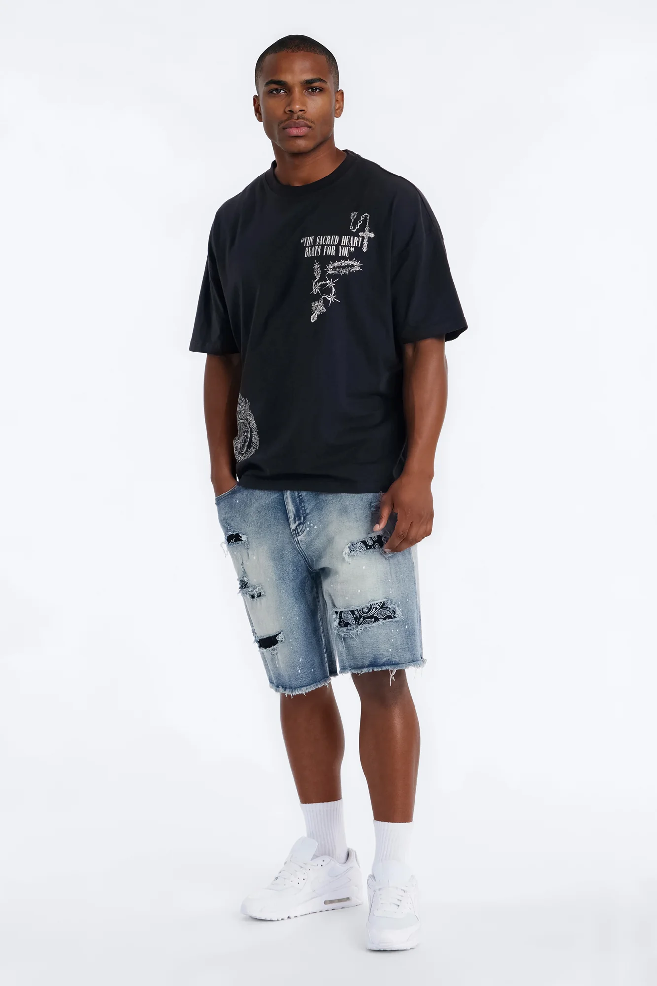 Relaxed Paisley District Denim Short - Medium Blue Wash - Image 2
