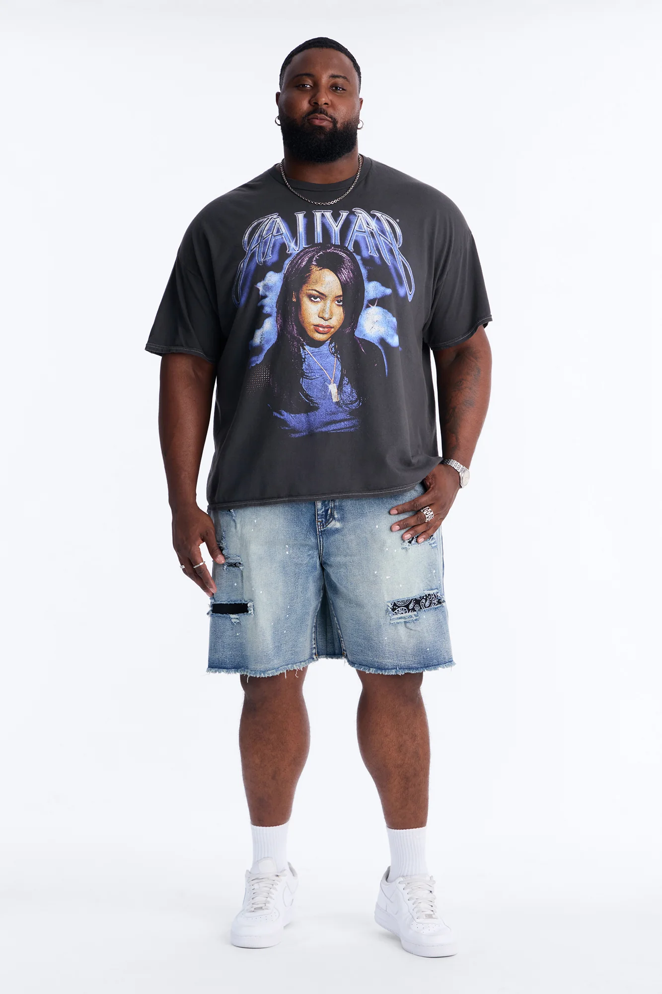 Relaxed Paisley District Denim Short - Medium Blue Wash - Image 7