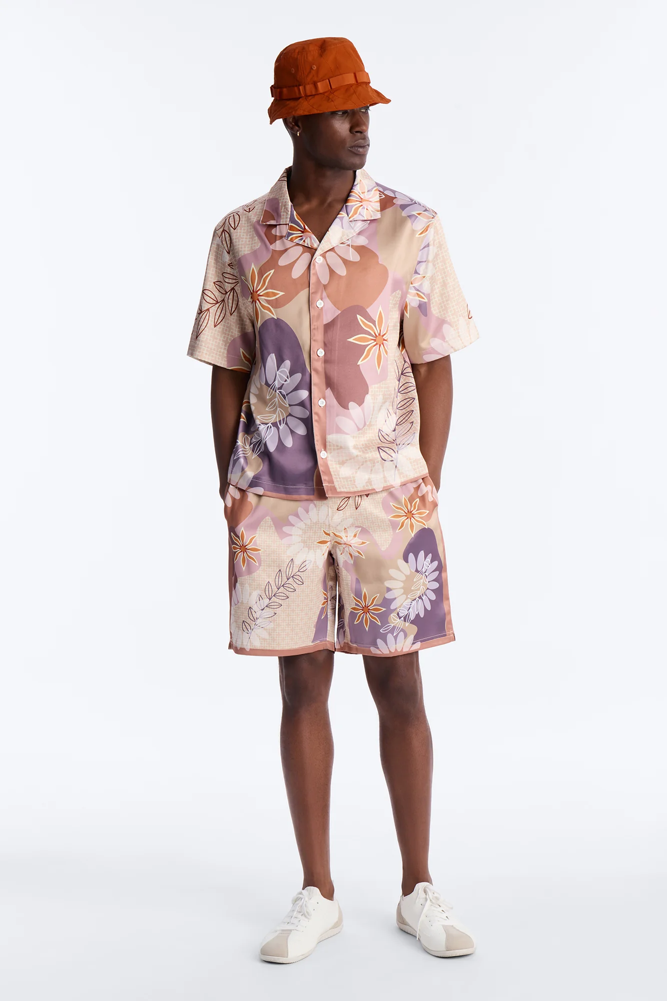 Relaxed Palm Bloom Cuban Button Up Shirt - Pink - Image 2