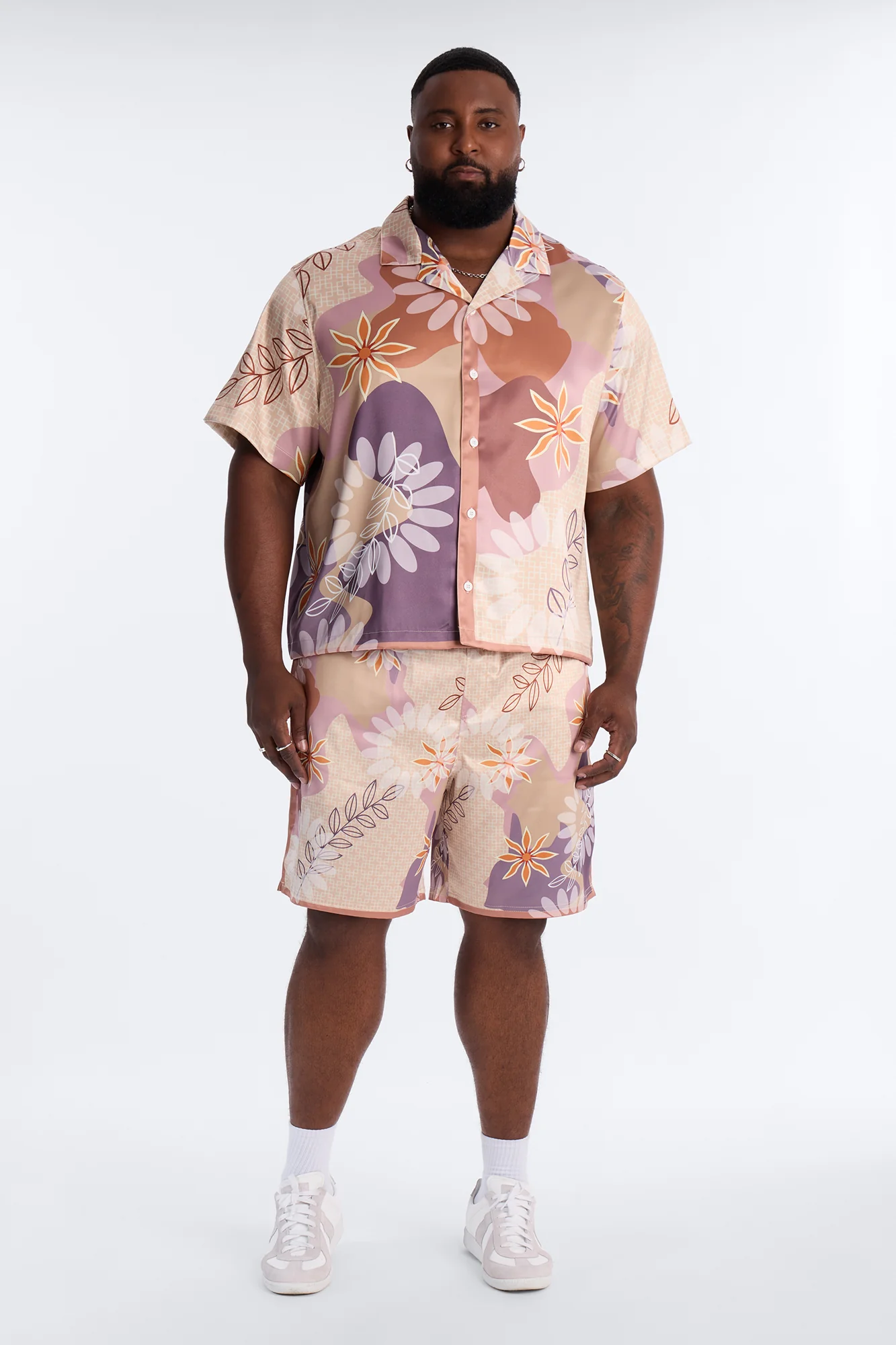Relaxed Palm Bloom Cuban Button Up Shirt - Pink - Image 6