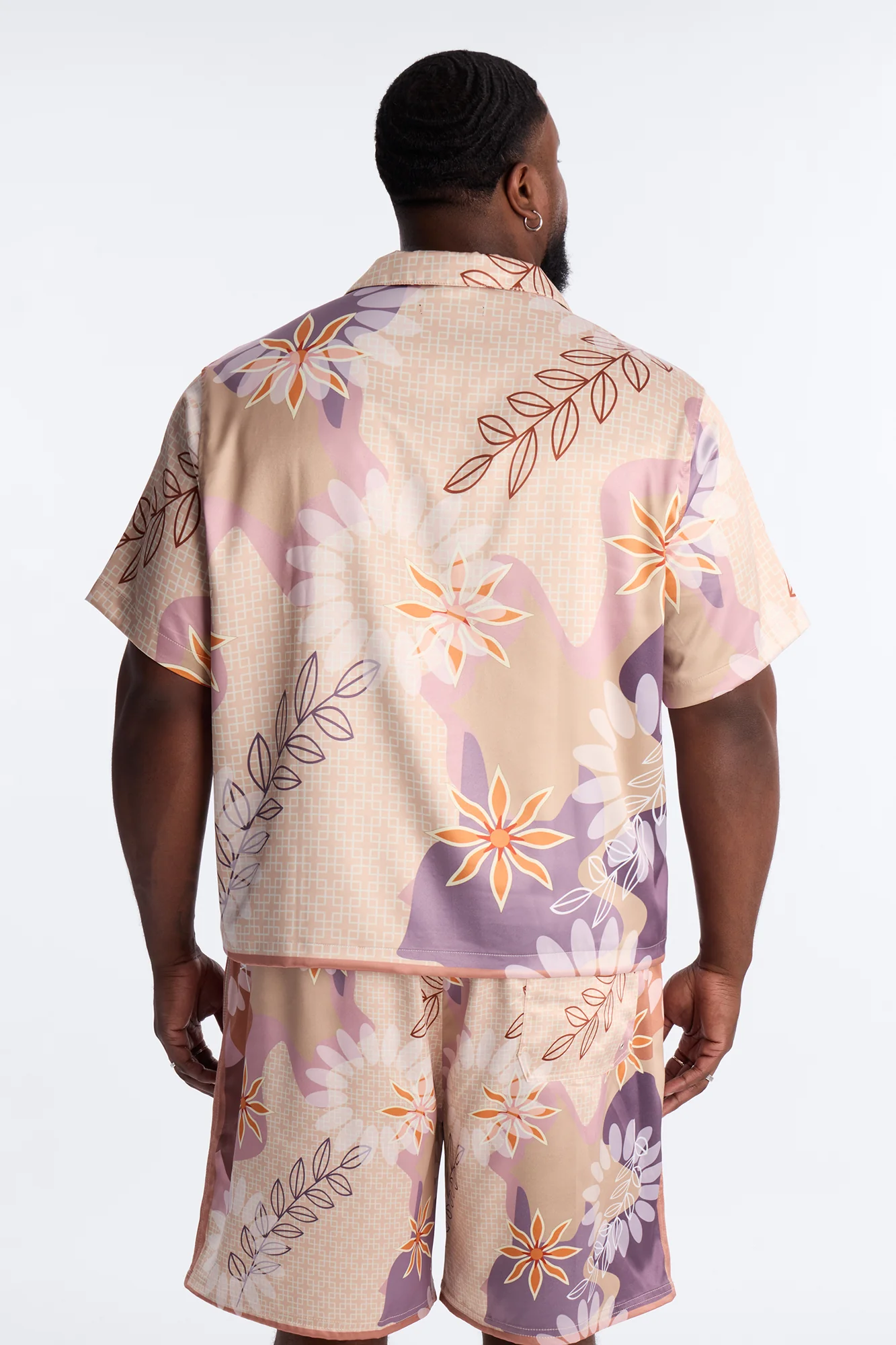 Relaxed Palm Bloom Cuban Button Up Shirt - Pink - Image 8