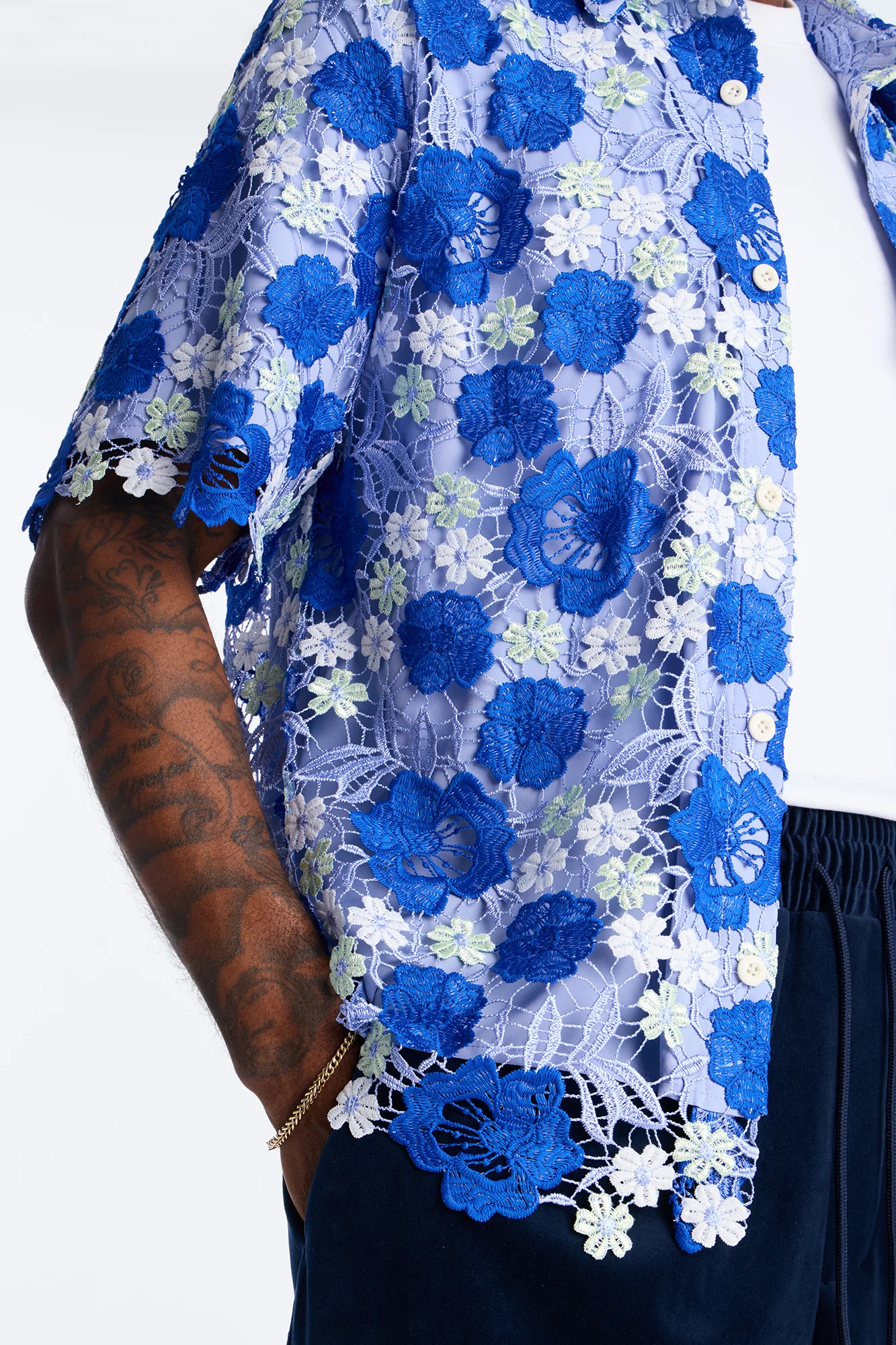Relaxed Paradise Field Button Up Shirt - Blue - Image 3
