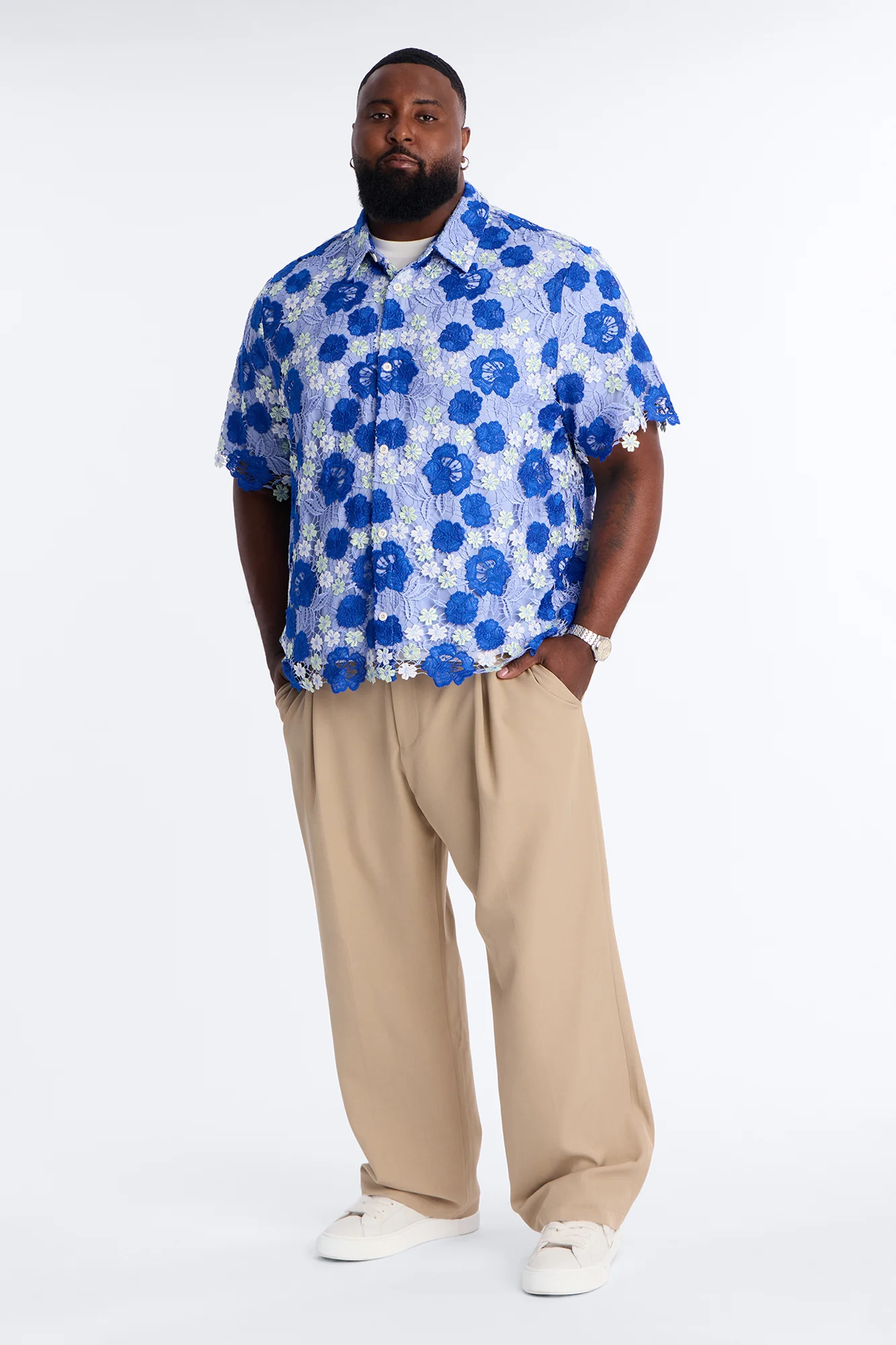 Relaxed Paradise Field Button Up Shirt - Blue - Image 6