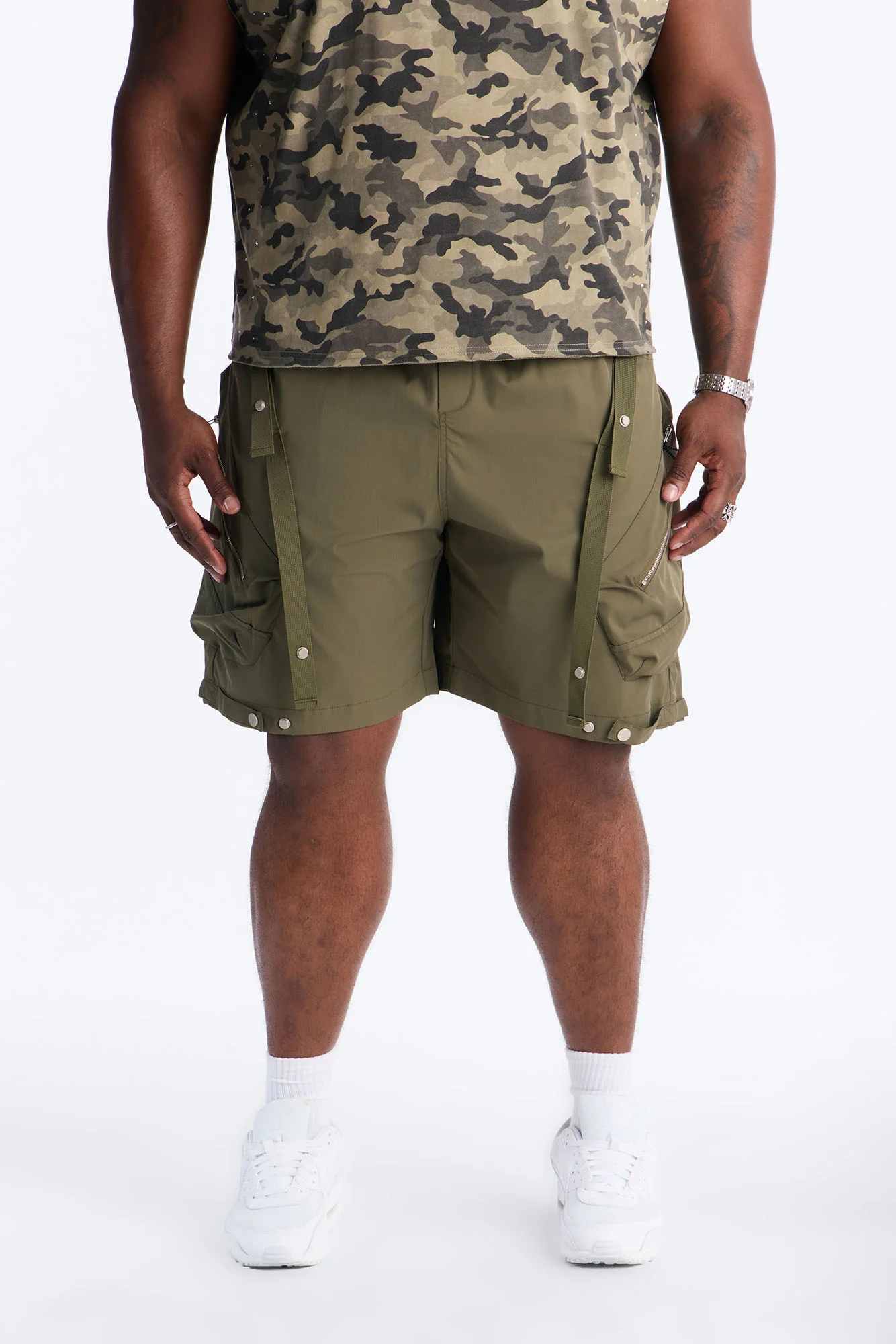 Relaxed Pearson Gates Multi Straps Utility Short - Olive - Image 6
