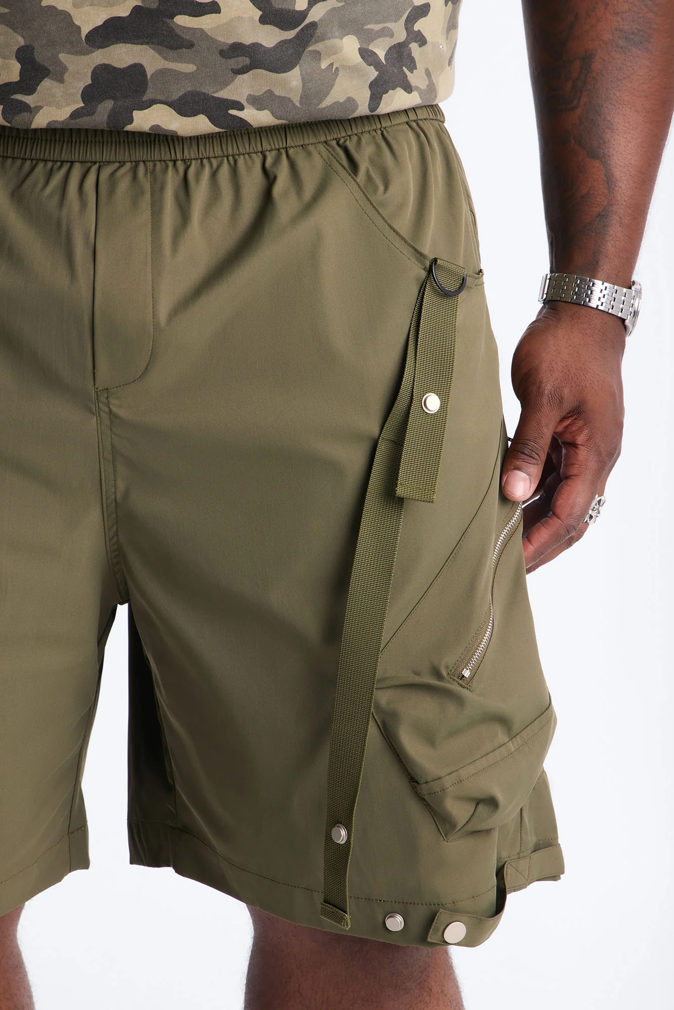 Relaxed Pearson Gates Multi Straps Utility Short - Olive - Image 8