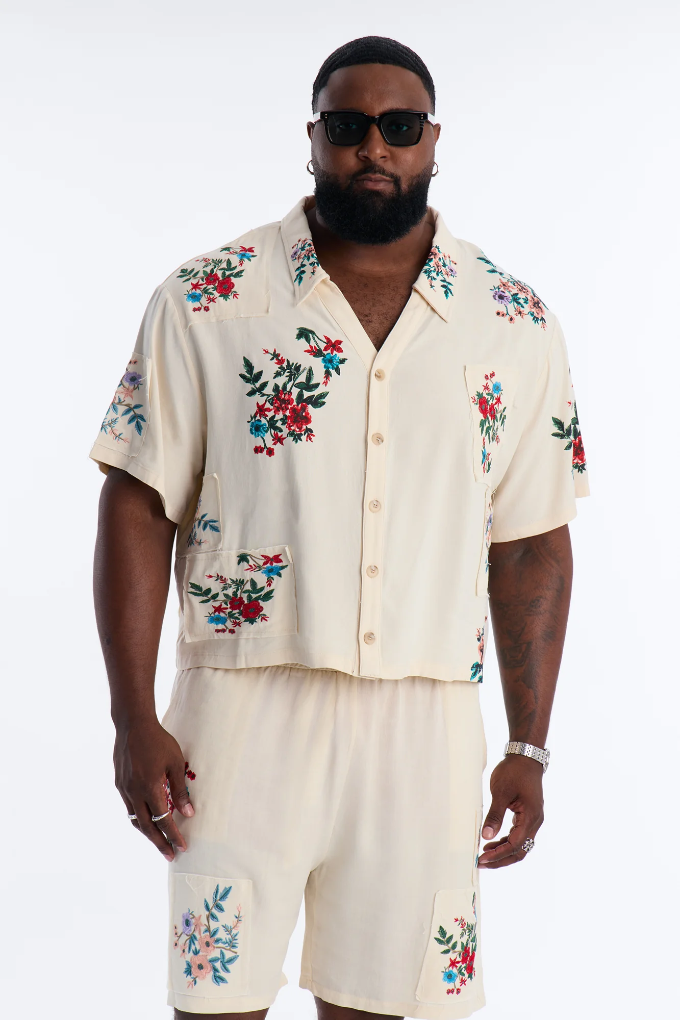 Relaxed Petals At Dusk Button Up Shirt - White/combo - Image 5