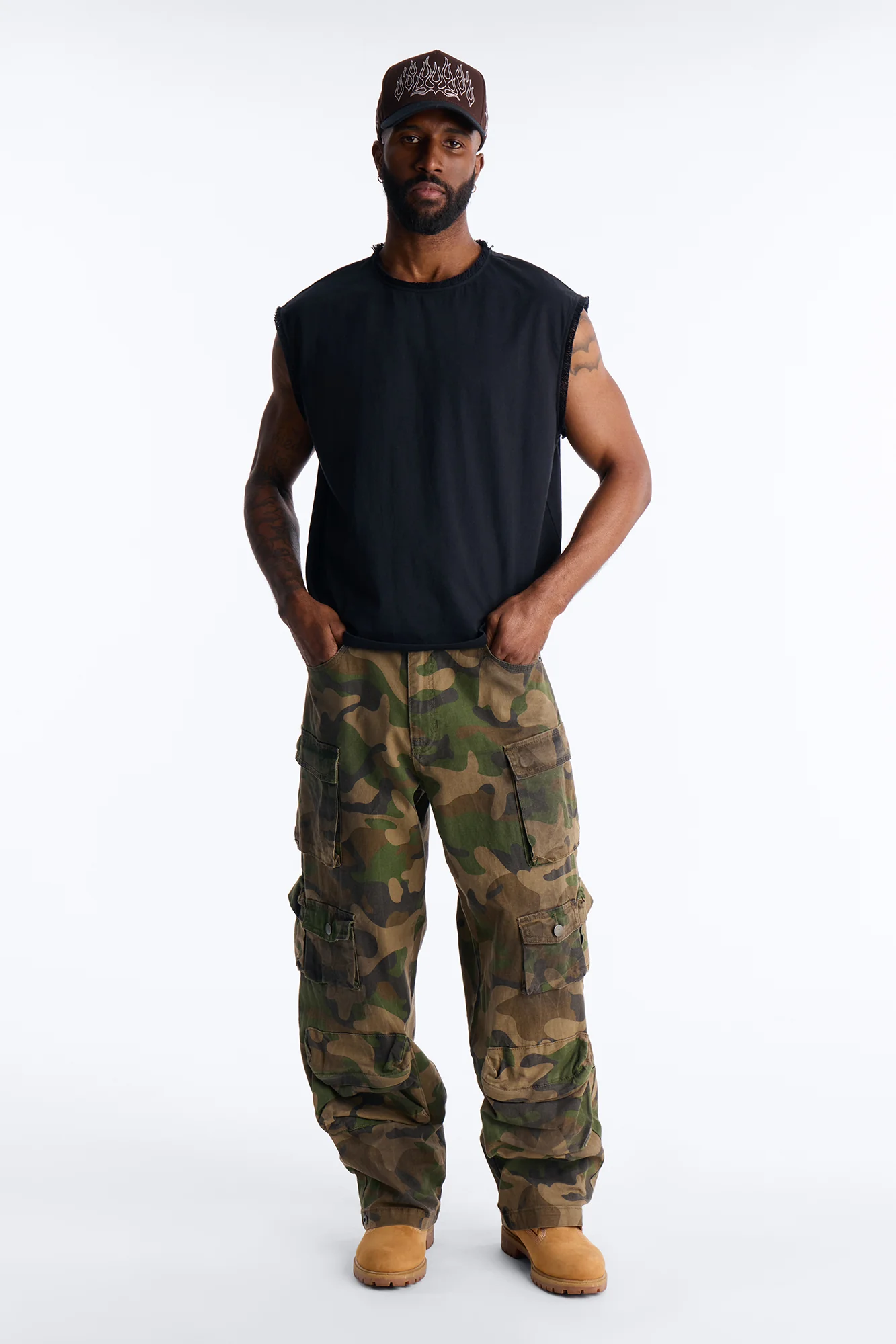 Relaxed Raw Edge Muscle Tee - Black - Image 2