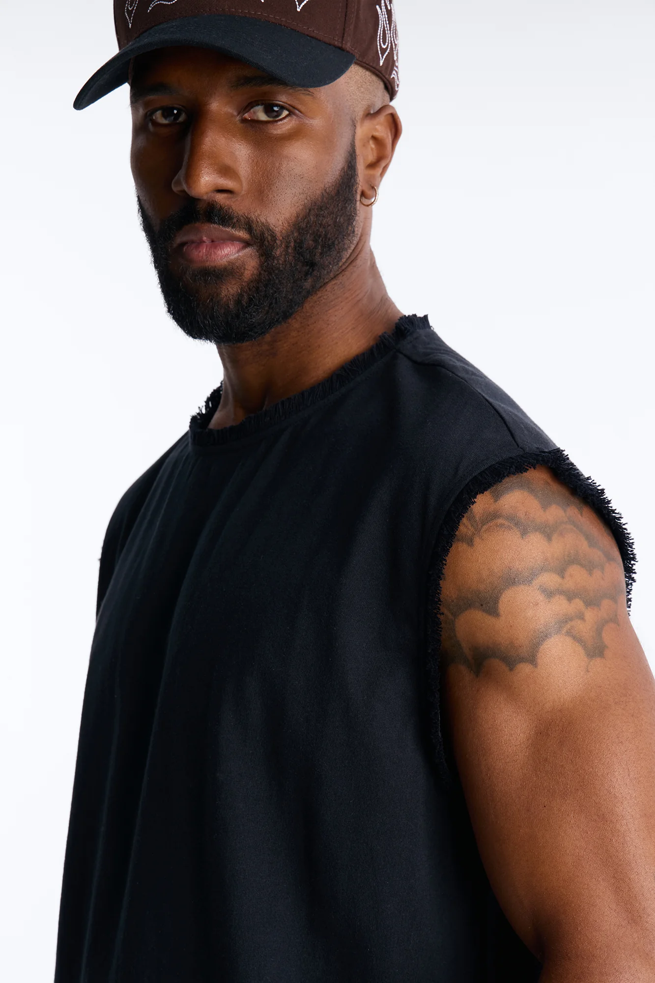 Relaxed Raw Edge Muscle Tee - Black - Image 3