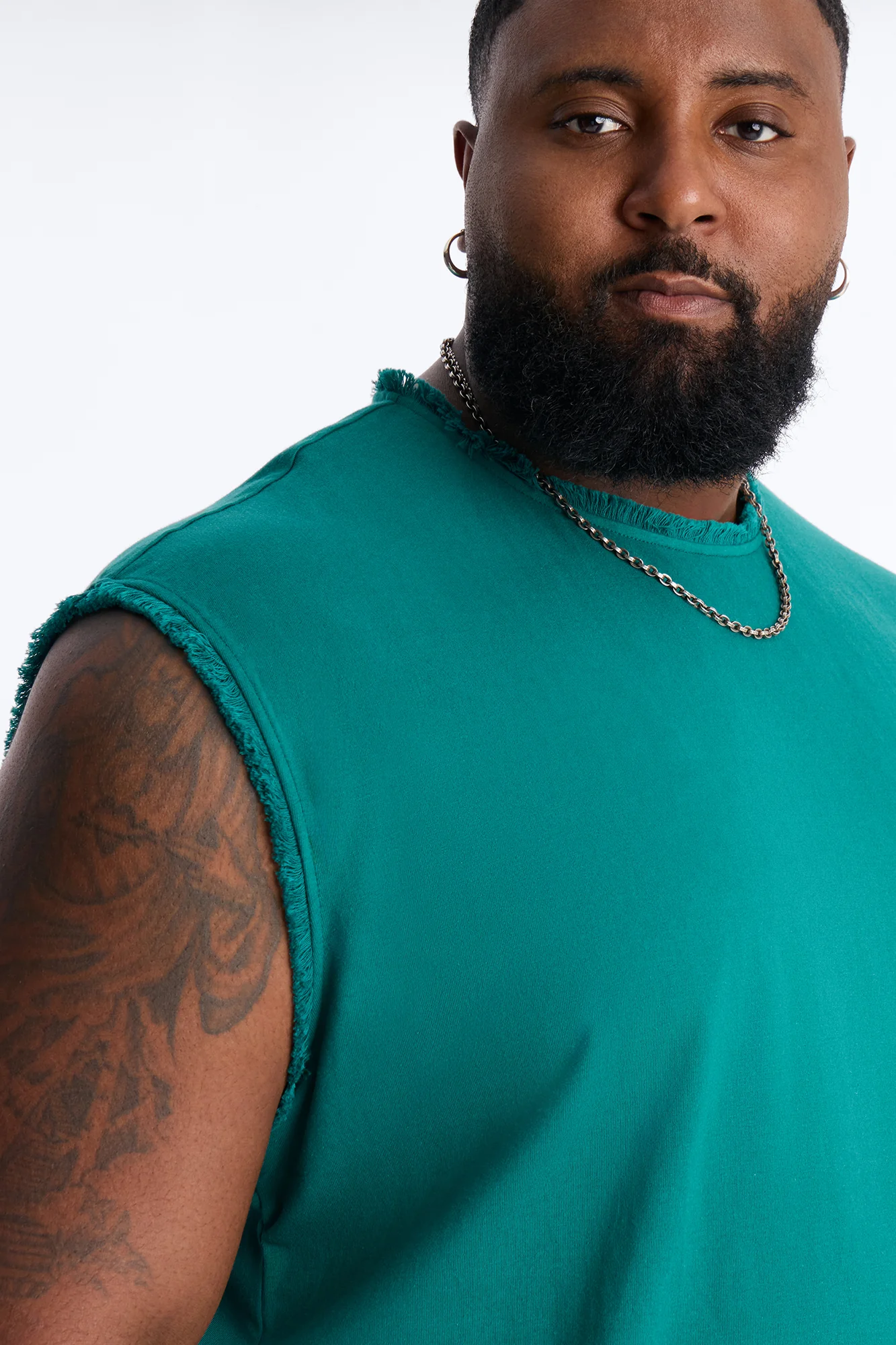 Relaxed Raw Edge Muscle Tee - Hunter Green - Image 7