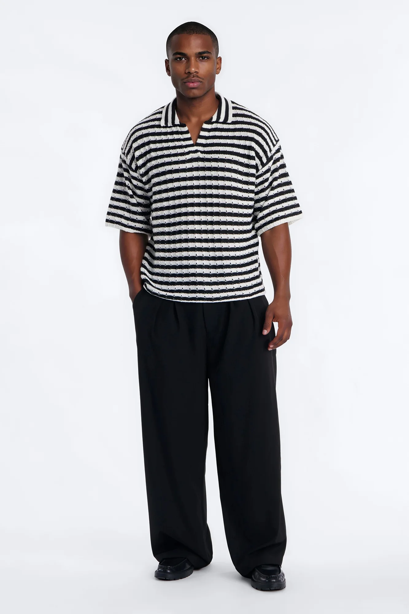 Relaxed Regatta Stripe Polo - Black - Image 2