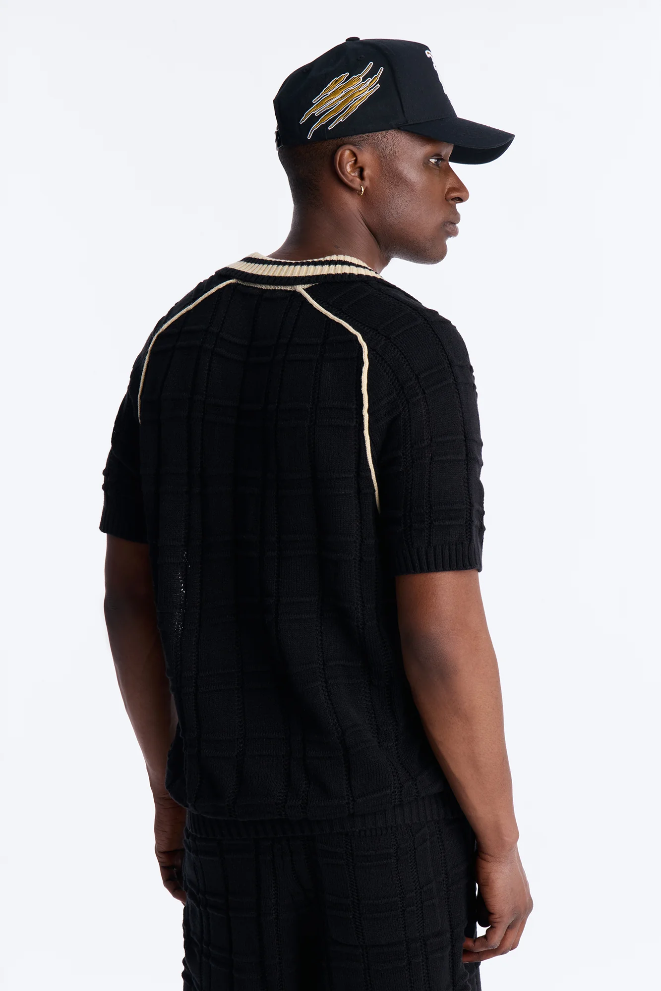 Relaxed Riviera Johnny Collar Knit Polo - Black - Image 4