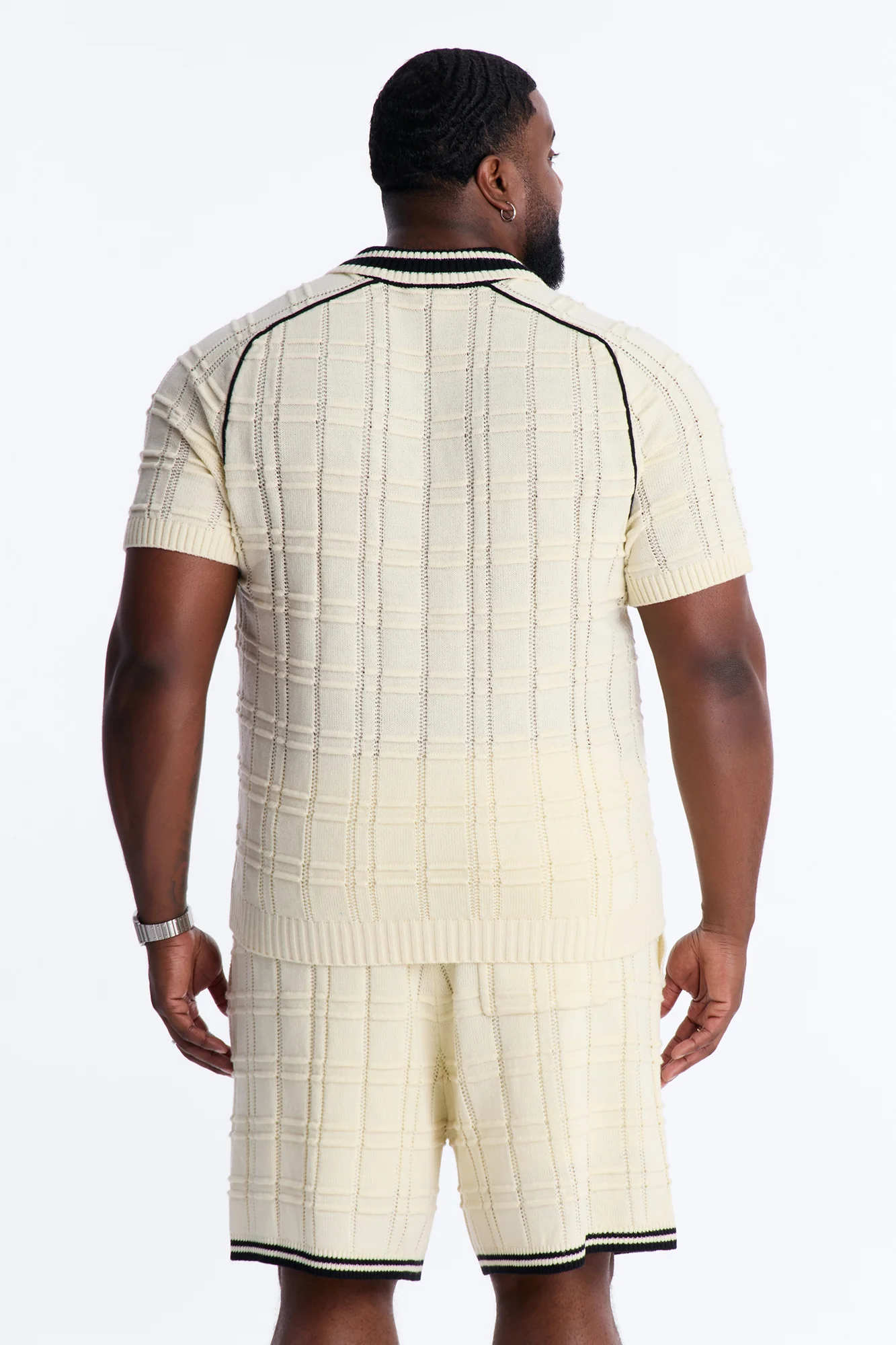 Relaxed Riviera Johnny Collar Knit Polo - Cream - Image 7