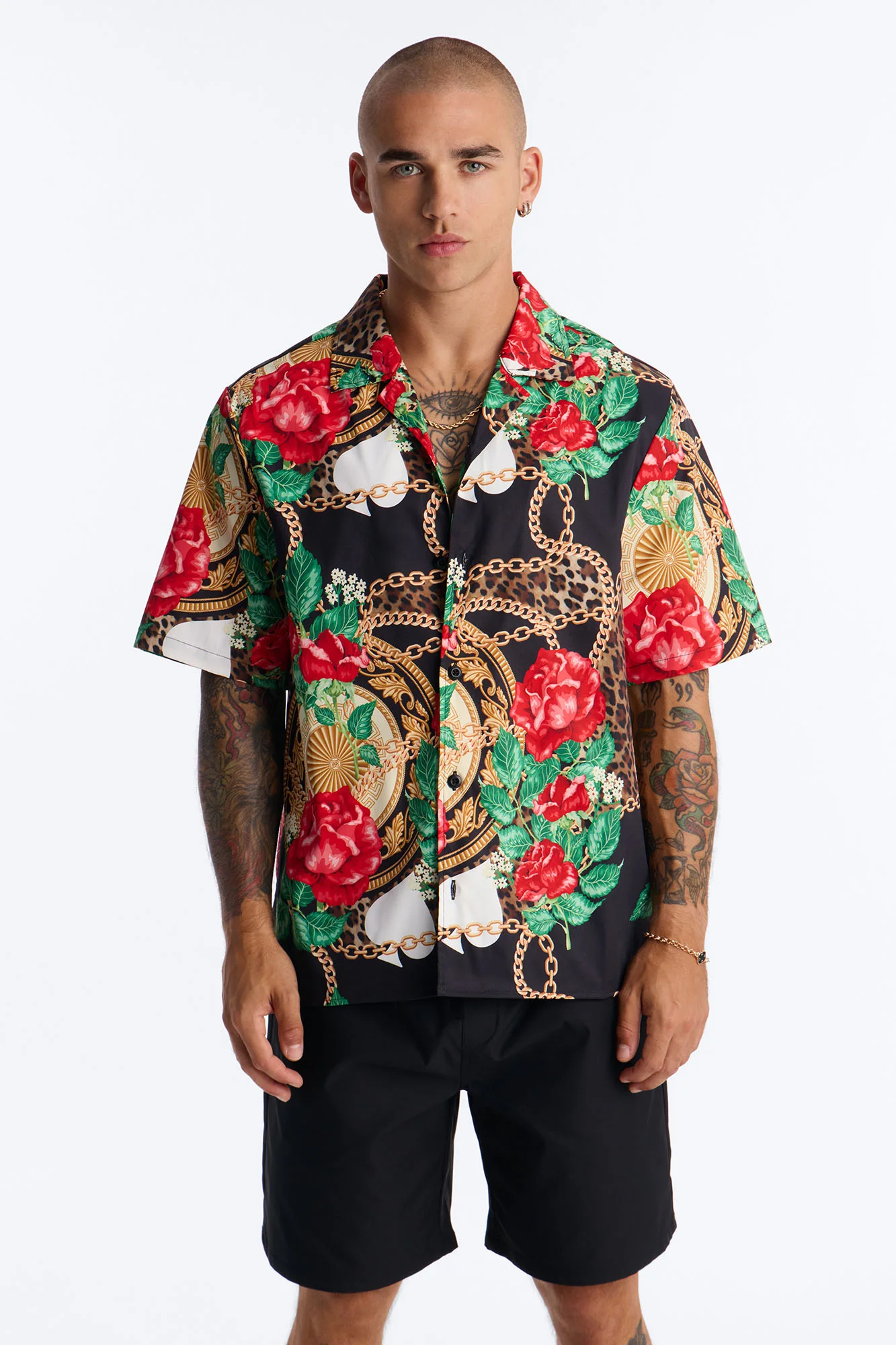 Relaxed Roses & Riches Baroque Button Up Shirt - Multi Color