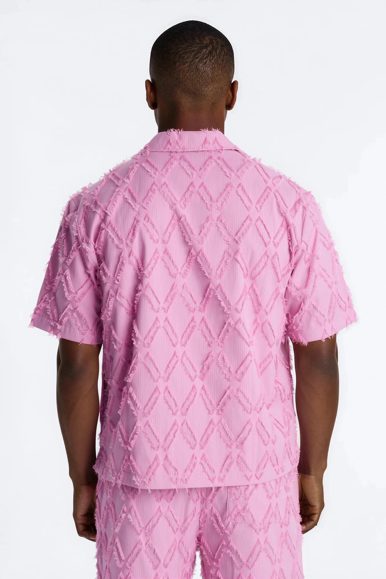 Relaxed Sahara Stripe Cuban Collar Button Up Shirt - Mauve - Image 4