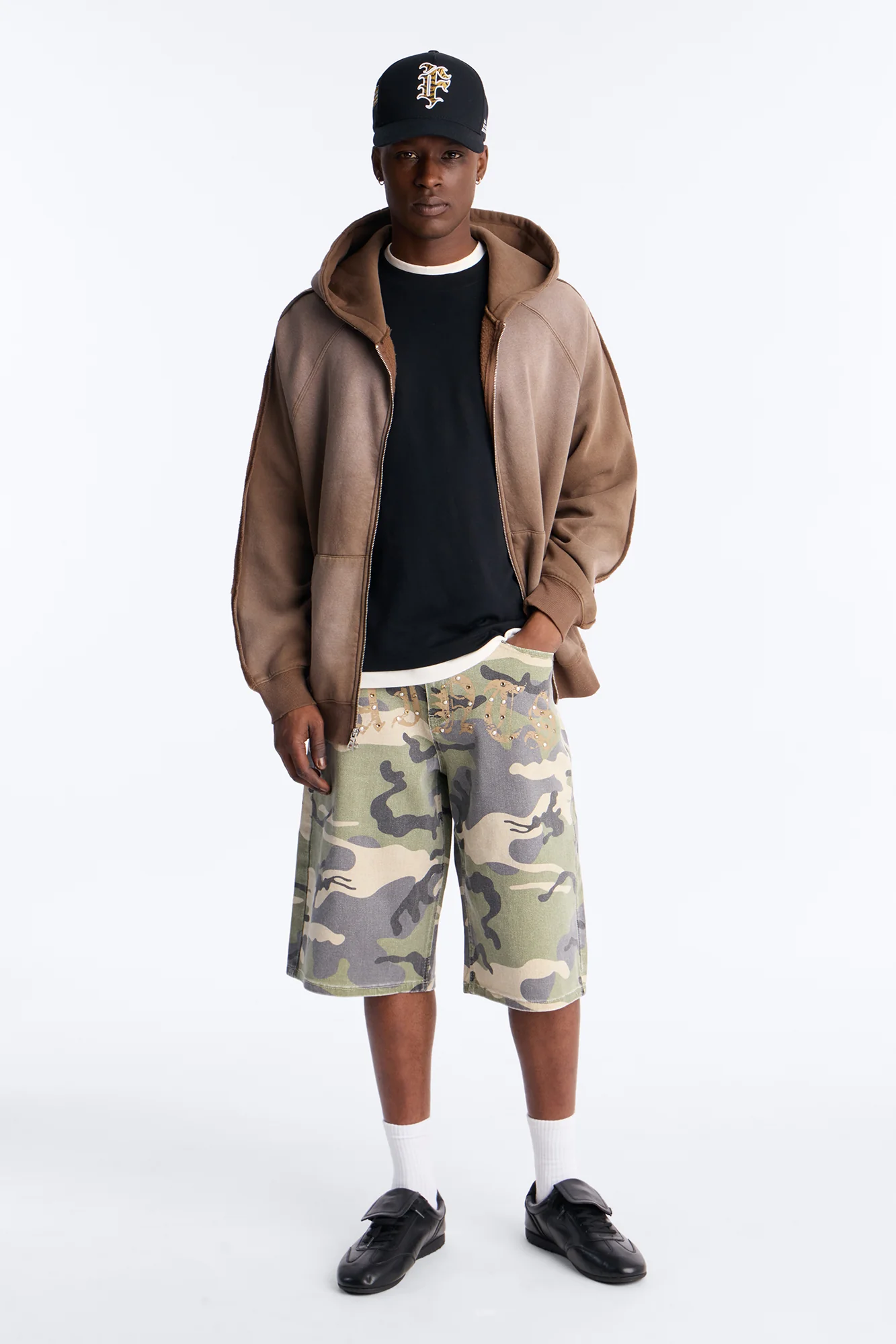 Relaxed Saints Embellished Camo Denim Shorts - Camouflage - Image 2