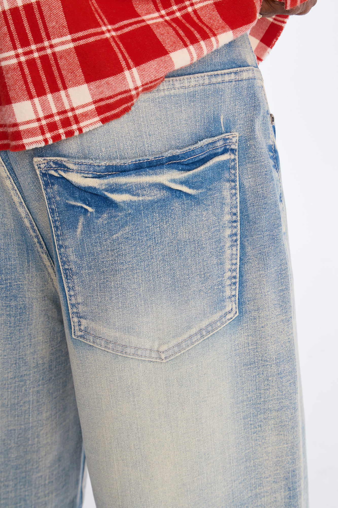 Relaxed Saints Embellished Denim Shorts - Light Blue Wash - Image 4