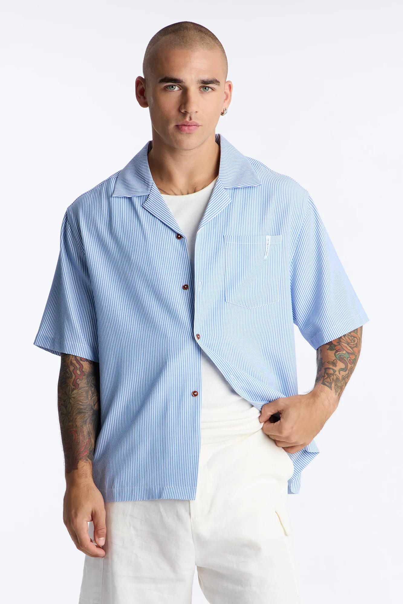 Relaxed Saltair Stripe Button Up Shirt - Blue/combo