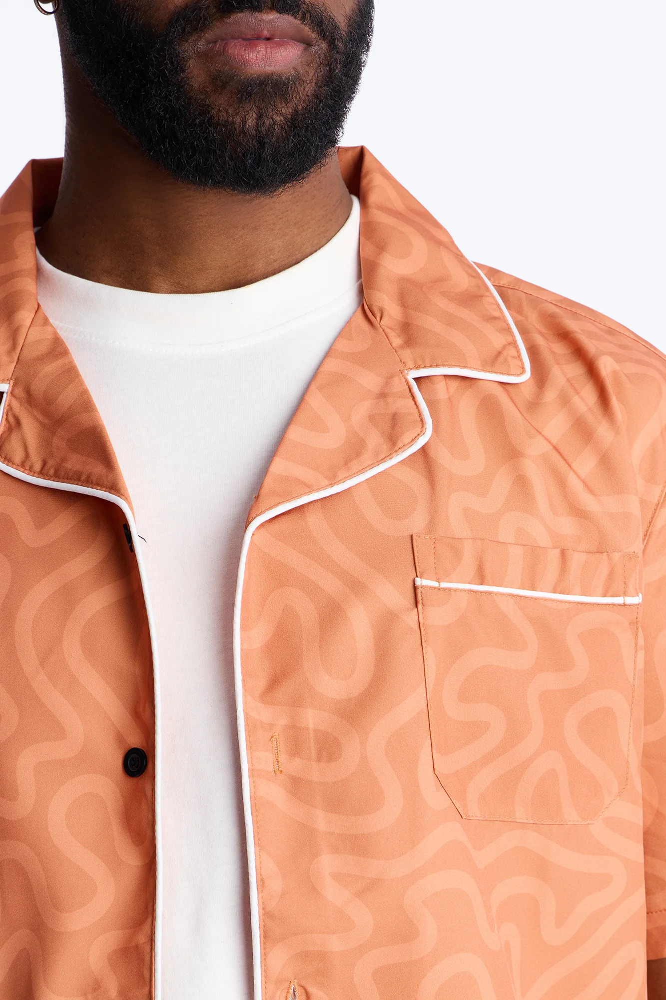 Relaxed Sienna Wave Cuban Collar Shirt - Orange - Image 3