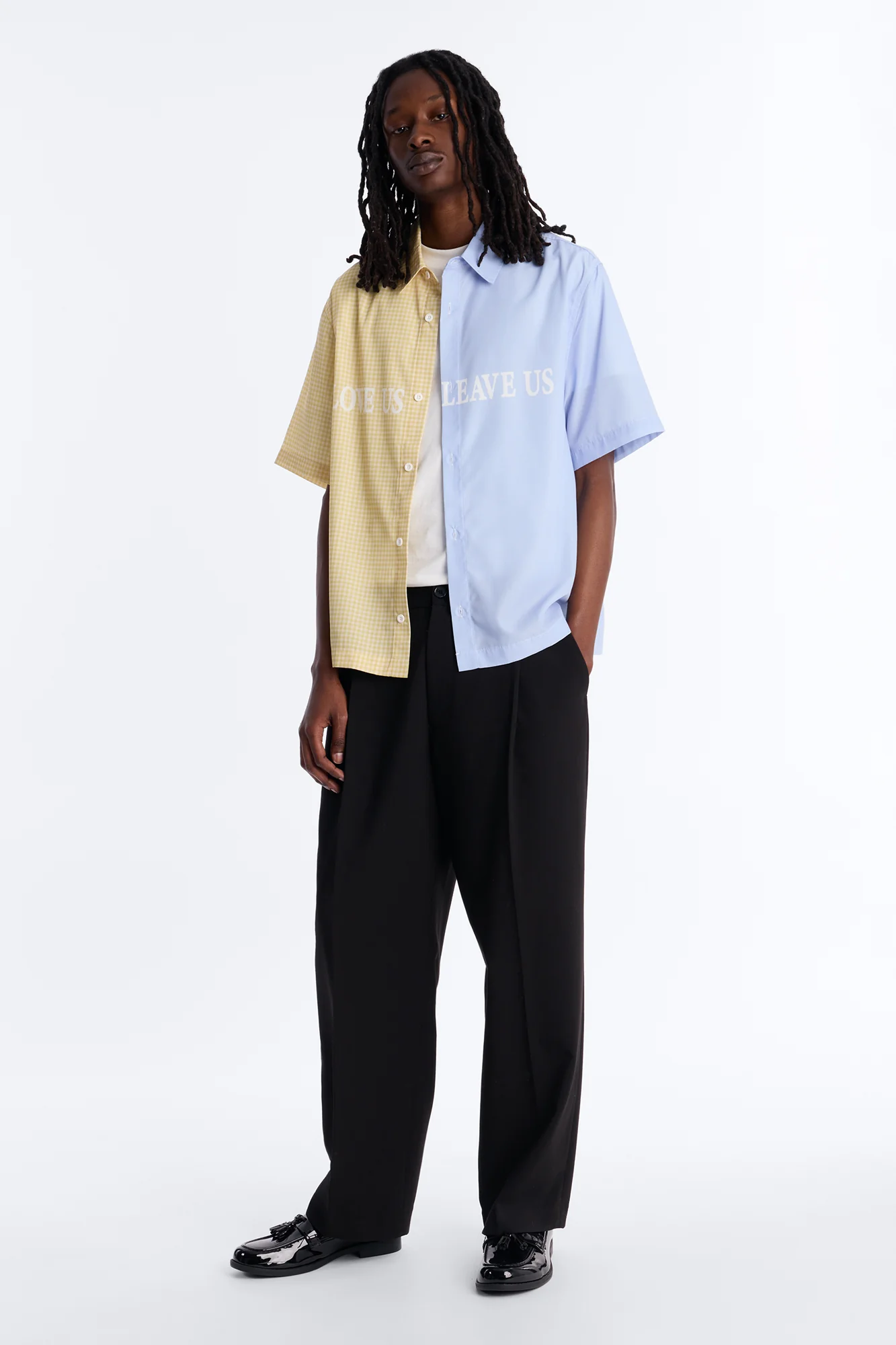 Relaxed Split Button Up Shirt - Yellow - Image 2