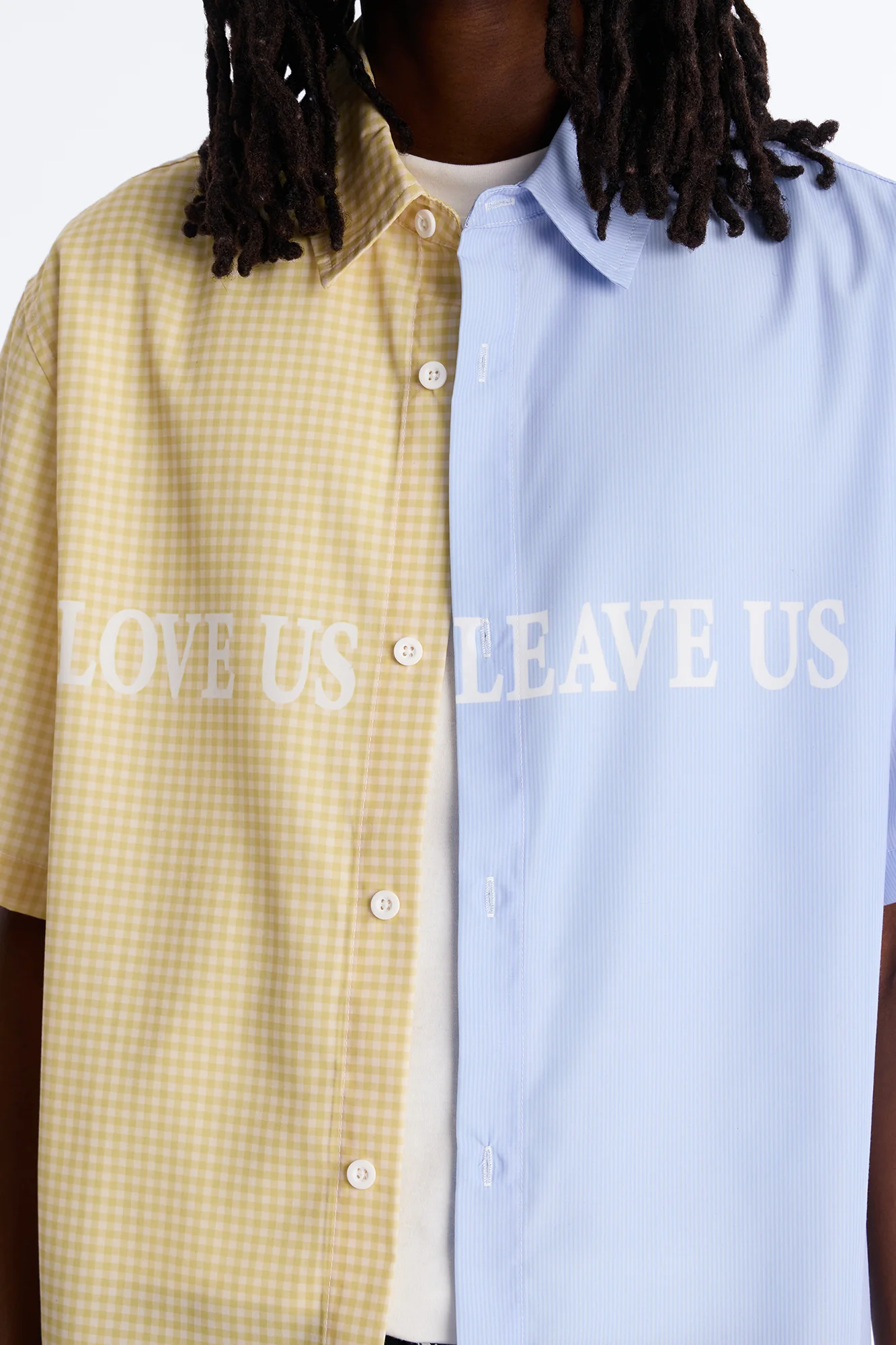 Relaxed Split Button Up Shirt - Yellow - Image 3